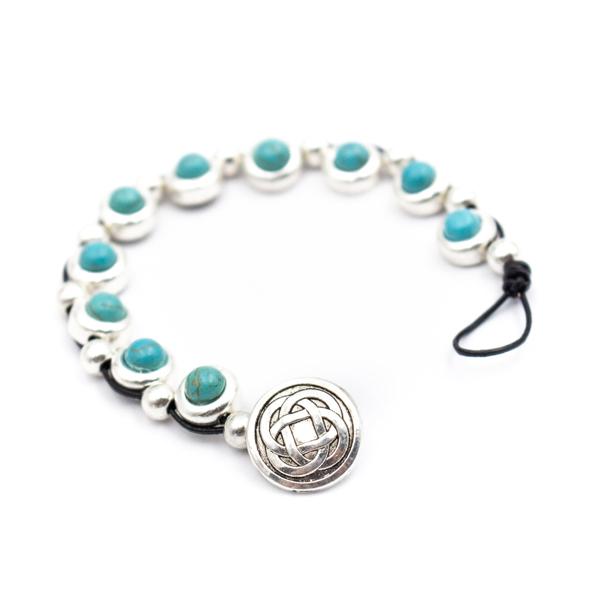 Turquoise beads with Genuine leather handmade women's bracelet MBR-30