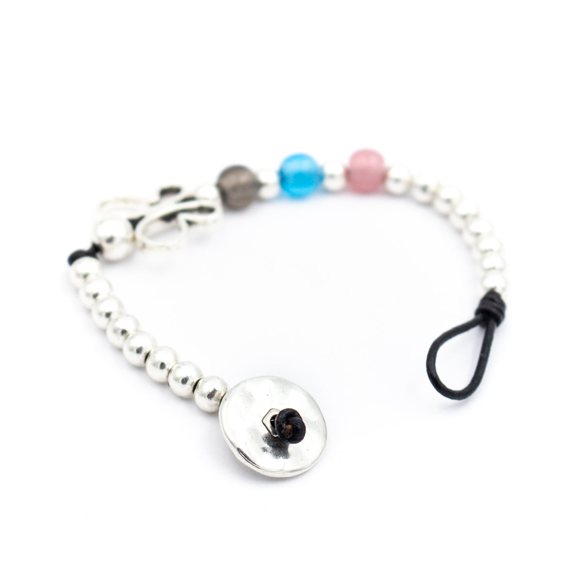 Resin beads with Genuine leather handmade women's bracelet MBR-29