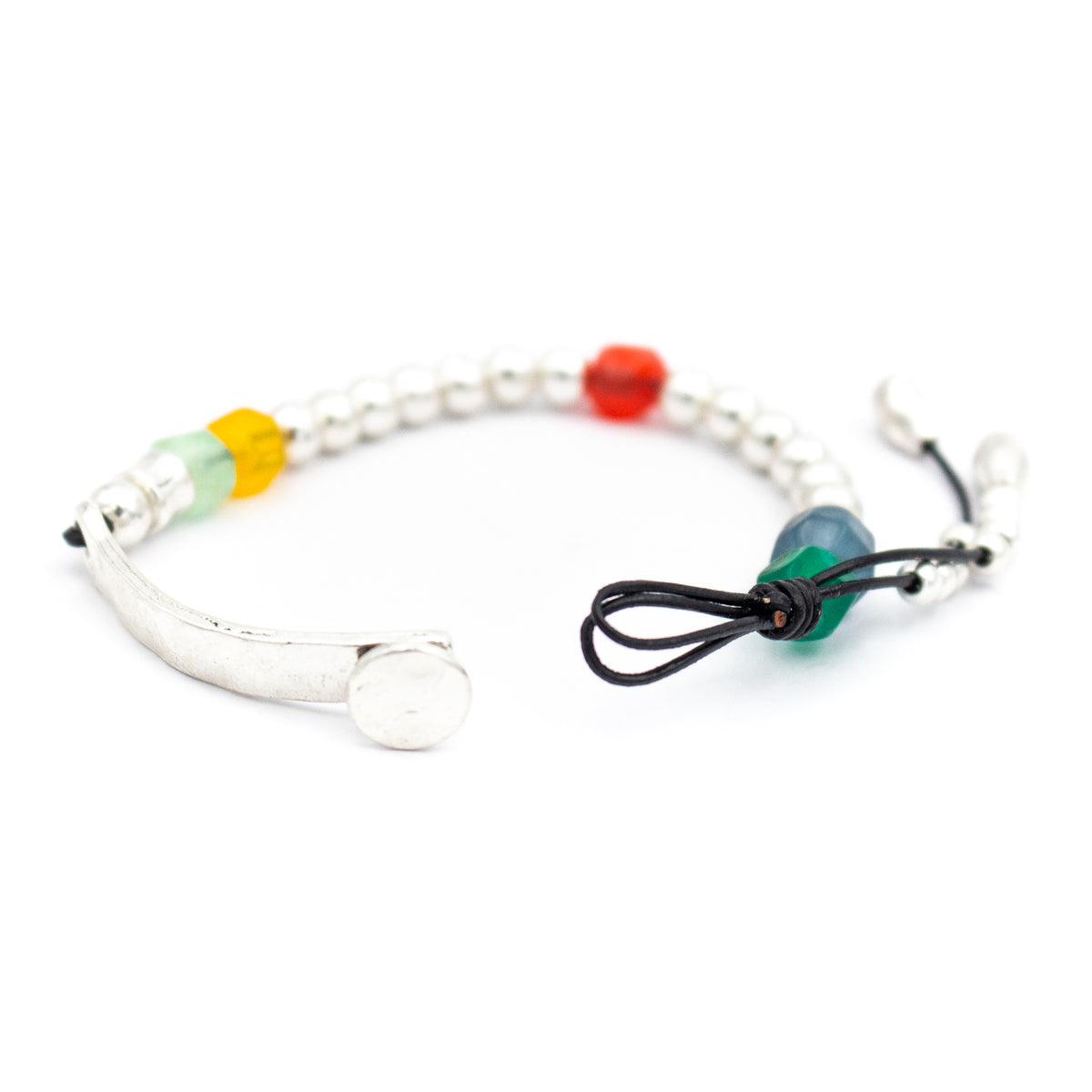 Resin beads with Genuine leather handmade women's bracelet MBR-26