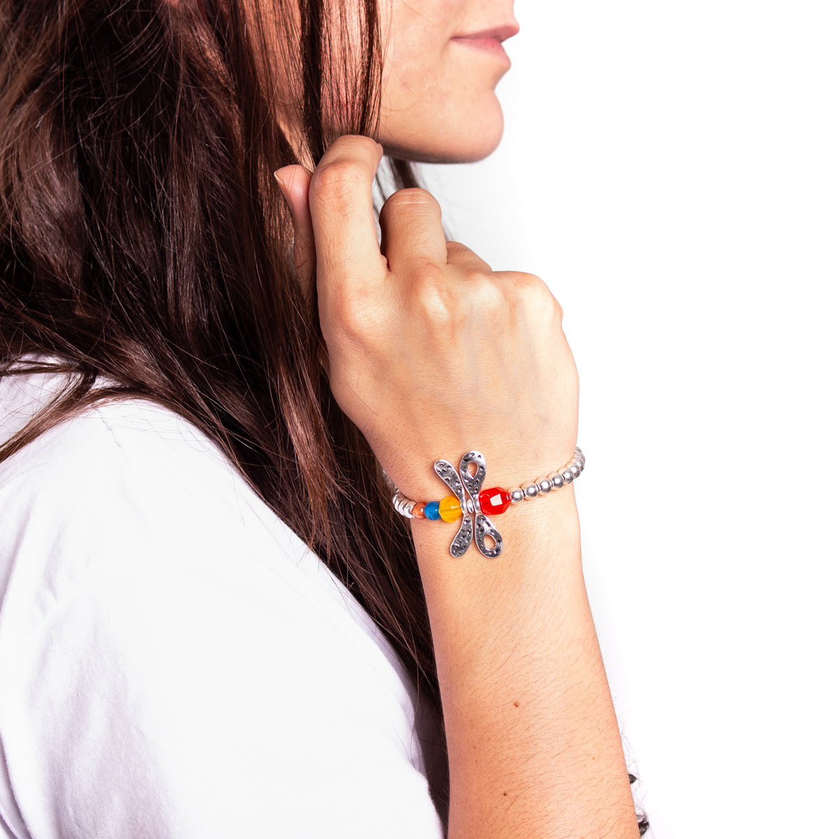 Resin beads with Genuine leather handmade women's bracelet MBR-27