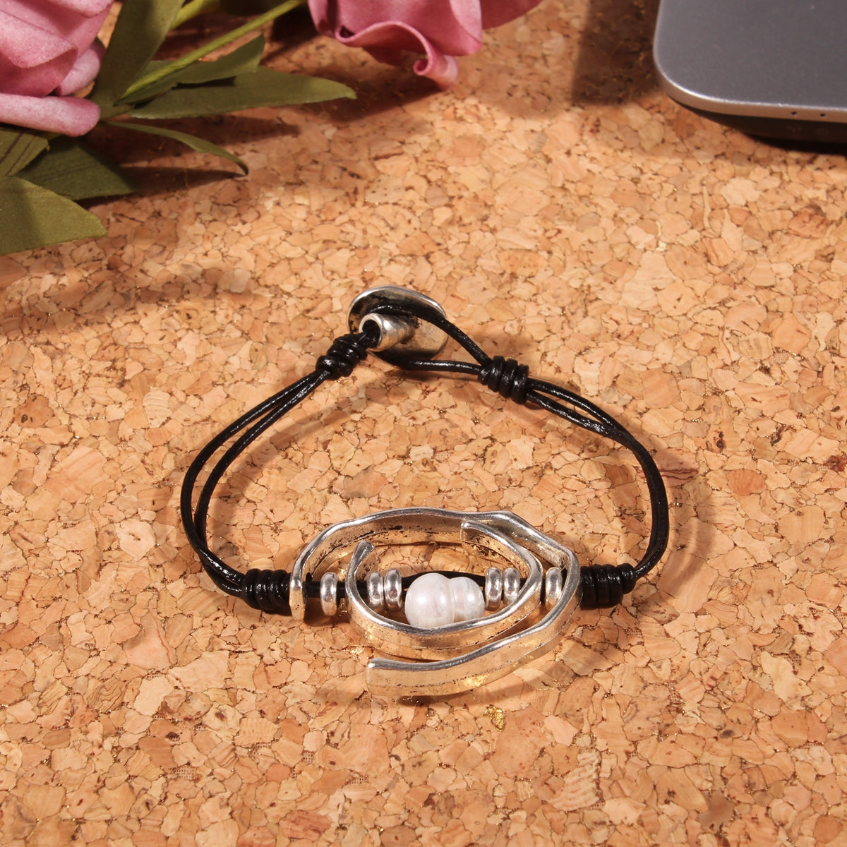 Genuine leather handmade women's bracelet MBR-22