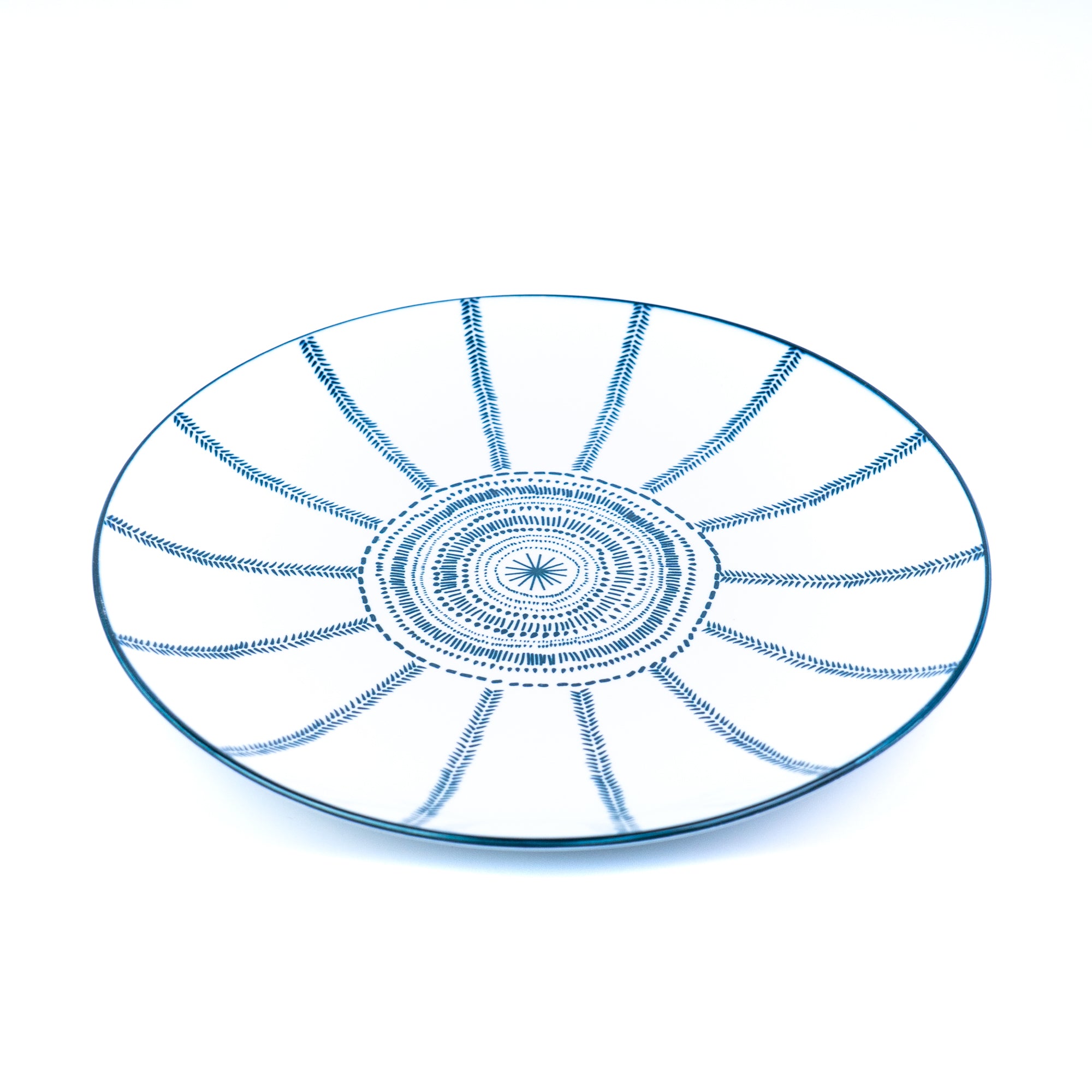 Conjunto de Louça 12 Peças com Padrão Radial - Azul (4 Pessoas) REF-807001