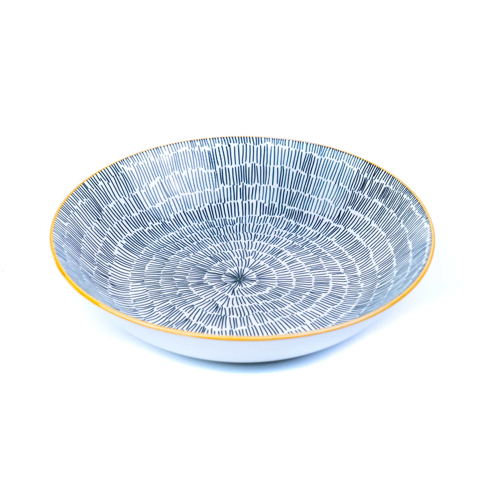 Conjunto de Louça 12 Peças com Padrão Radial e Borda Dourada - Azul Acinzentado (4 Pessoas) REF-807002