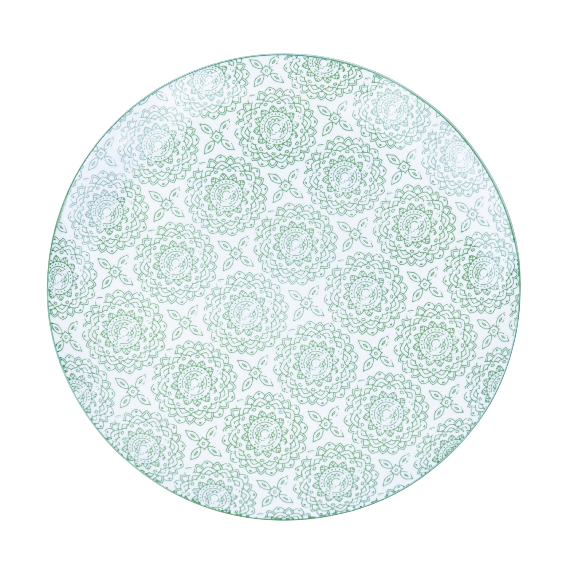 Conjunto de Louça 12 Peças com Padrão Mandala - Verde (4 Pessoas) REF-807003
