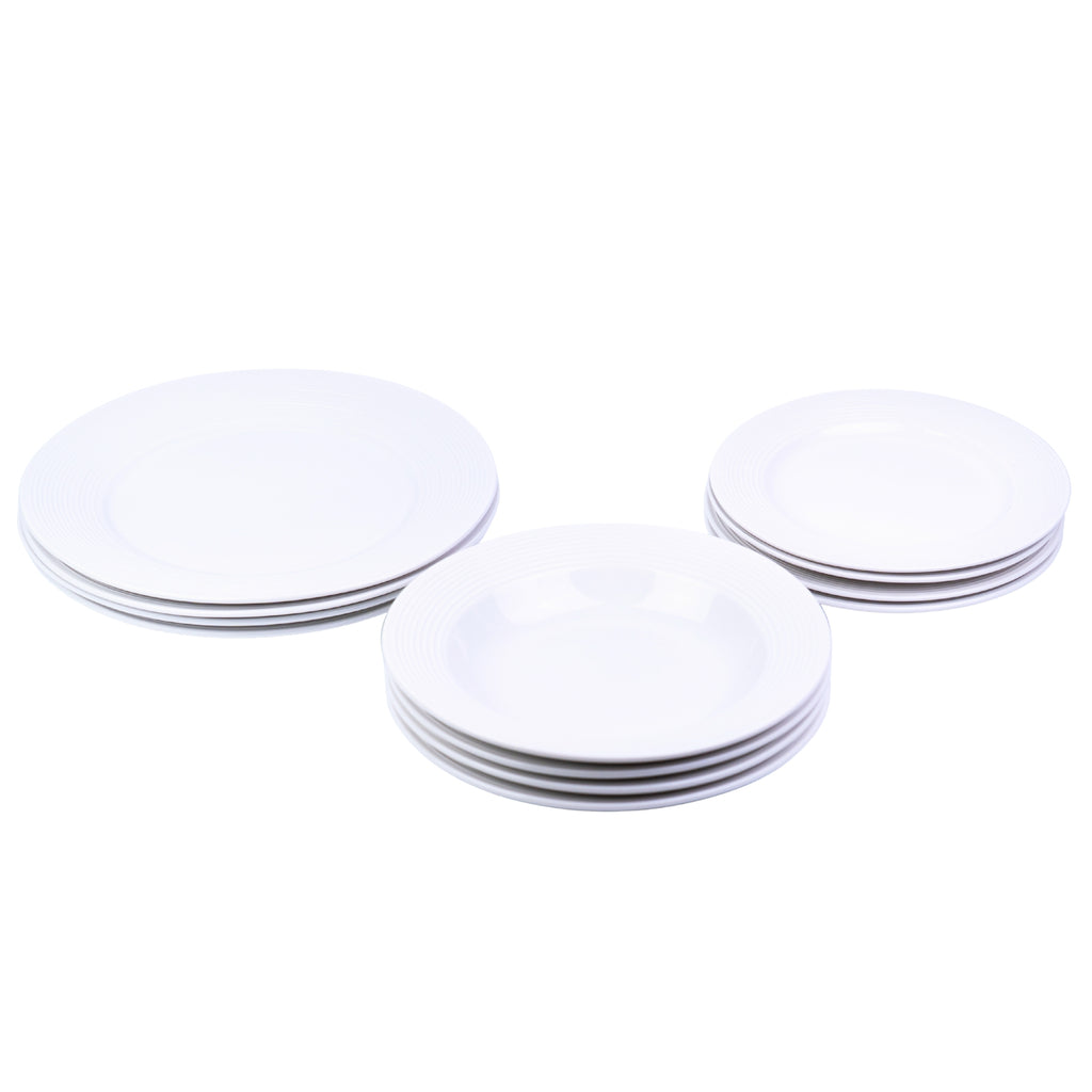 Conjunto de Louça 12 Peças com Textura em Relevo - Branco Puro (4 Pessoas) REF-809001