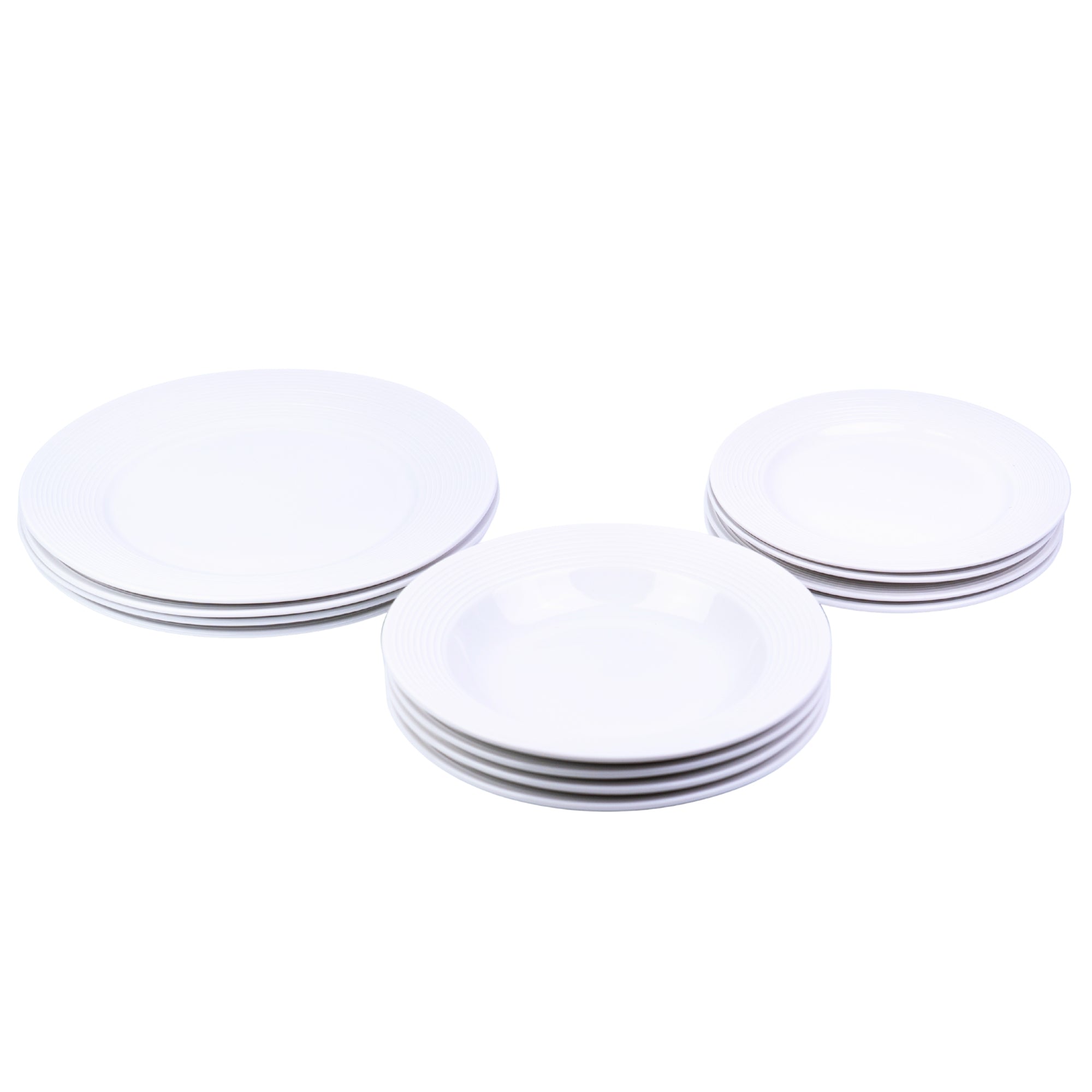 Conjunto de Louça 12 Peças com Textura em Relevo - Branco Puro (4 Pessoas) REF-809001