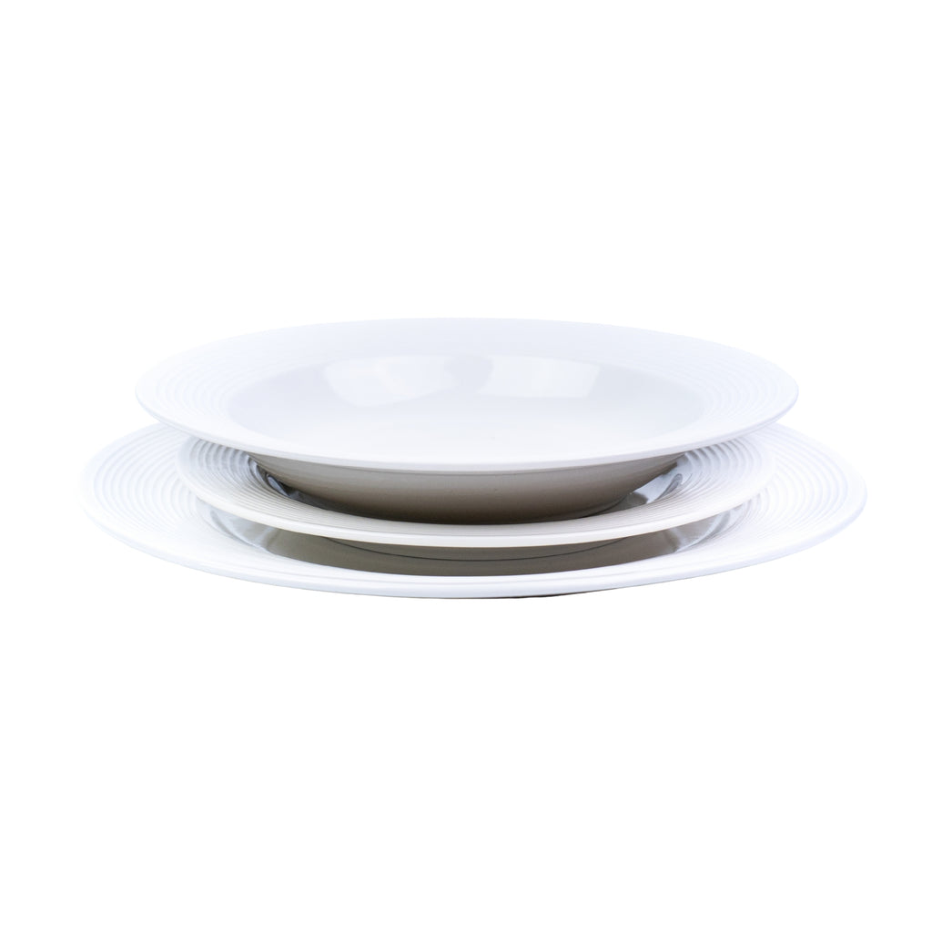 Conjunto de Louça 18 Peças com Textura em Relevo - Branco Puro (6 Pessoas) REF-809002