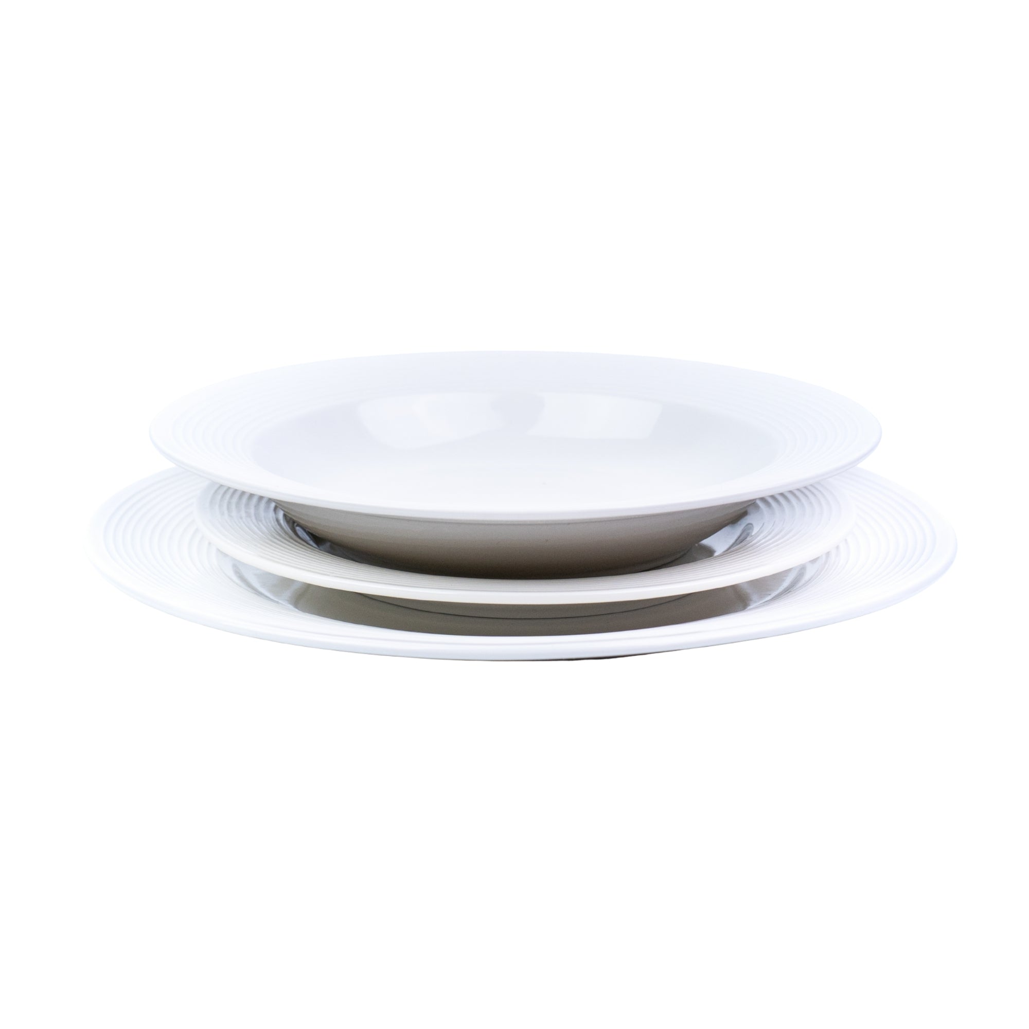 Conjunto de Louça 18 Peças com Textura em Relevo - Branco Puro (6 Pessoas) REF-809002