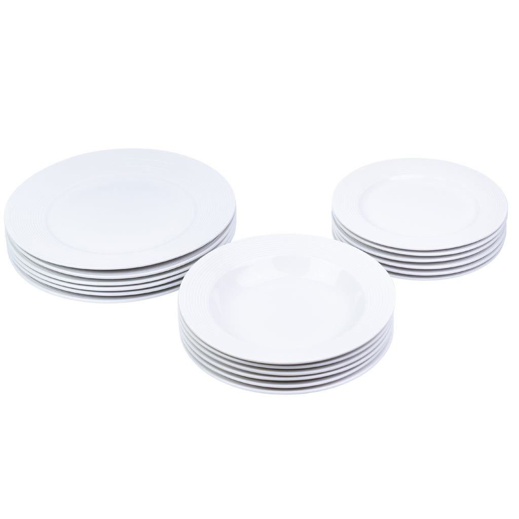 Conjunto de Louça 18 Peças com Textura em Relevo - Branco Puro (6 Pessoas) REF-809002