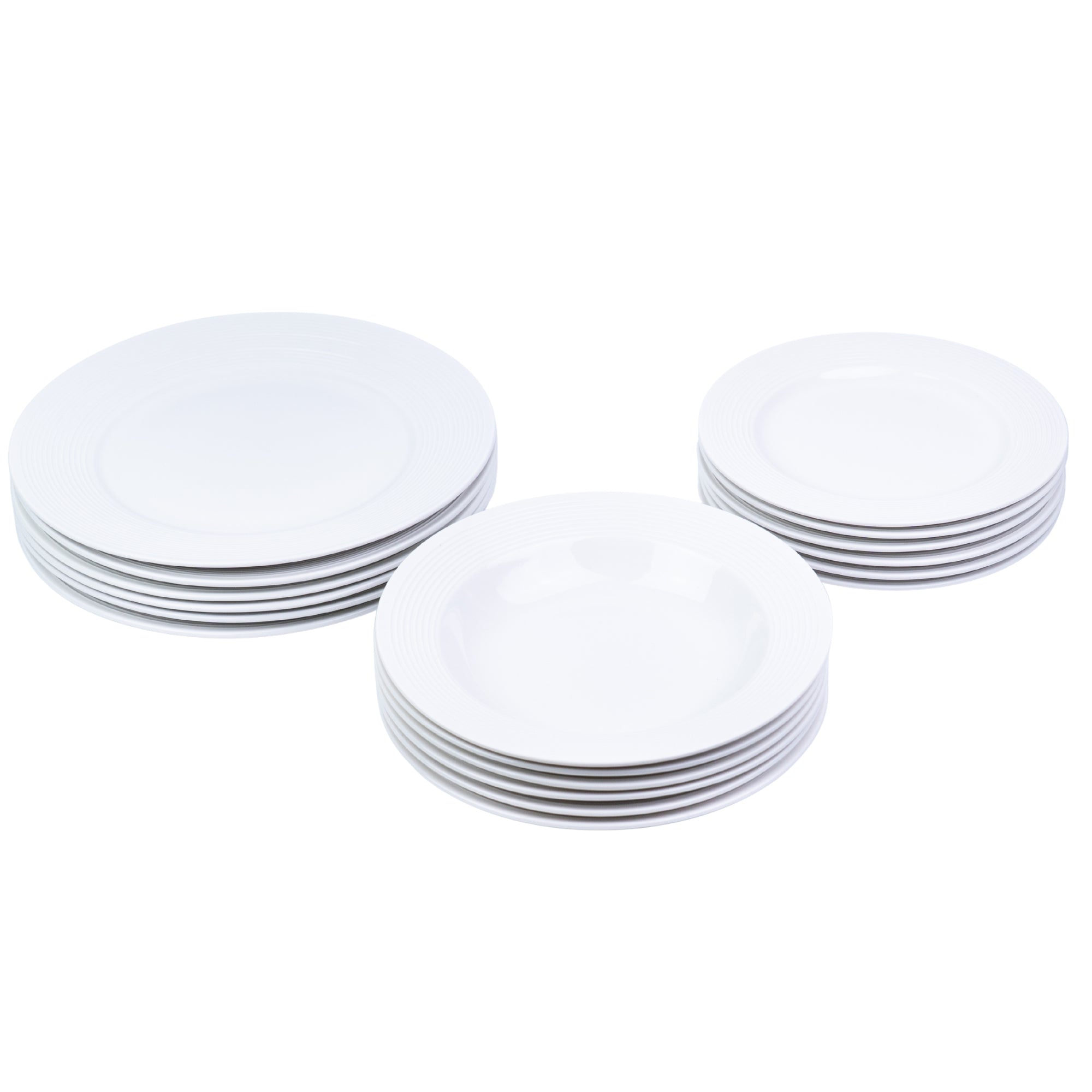 Conjunto de Louça 18 Peças com Textura em Relevo - Branco Puro (6 Pessoas) REF-809002