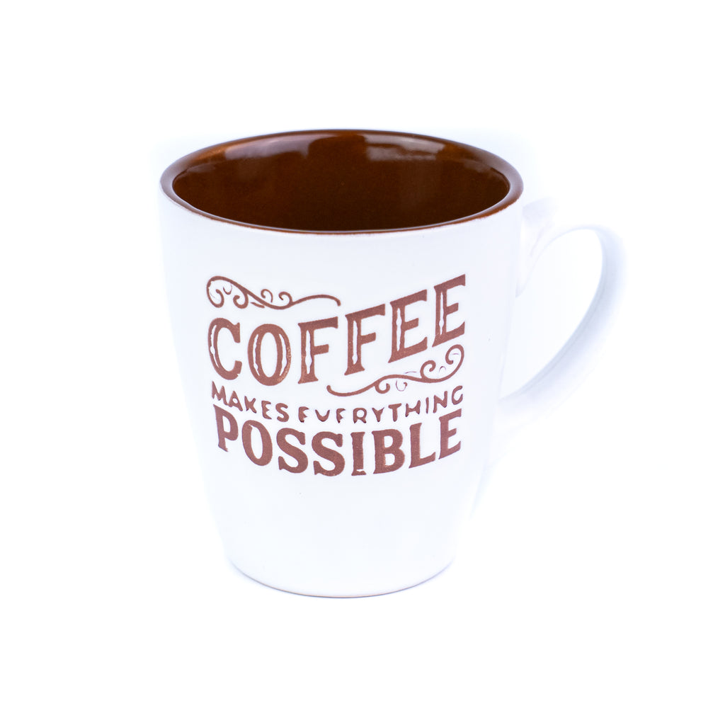 Caneca Pequena de Cerâmica 220cc "Coffee Makes Everything Possible" - 3 Cores REF-207005