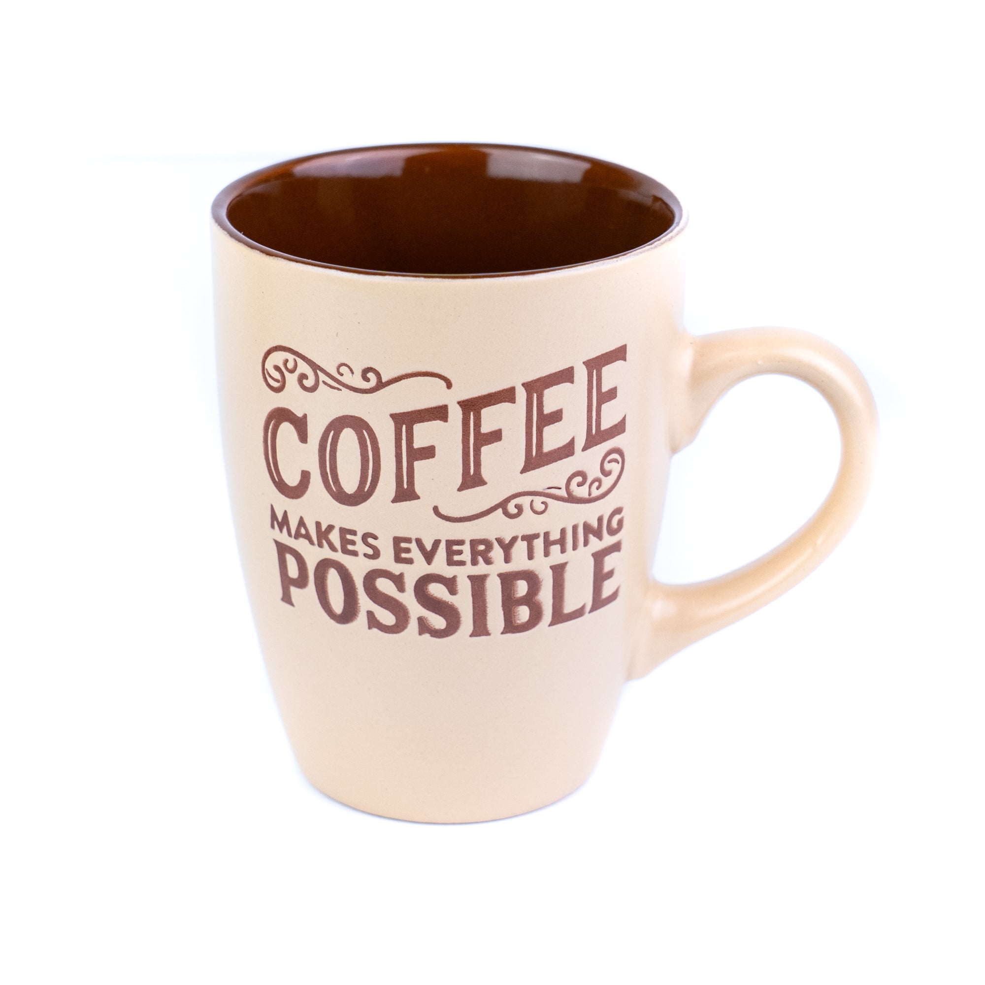 Caneca de Cerâmica 330cc "Coffee Makes Everything Possible" - 3 Cores Disponíveis REF-207004