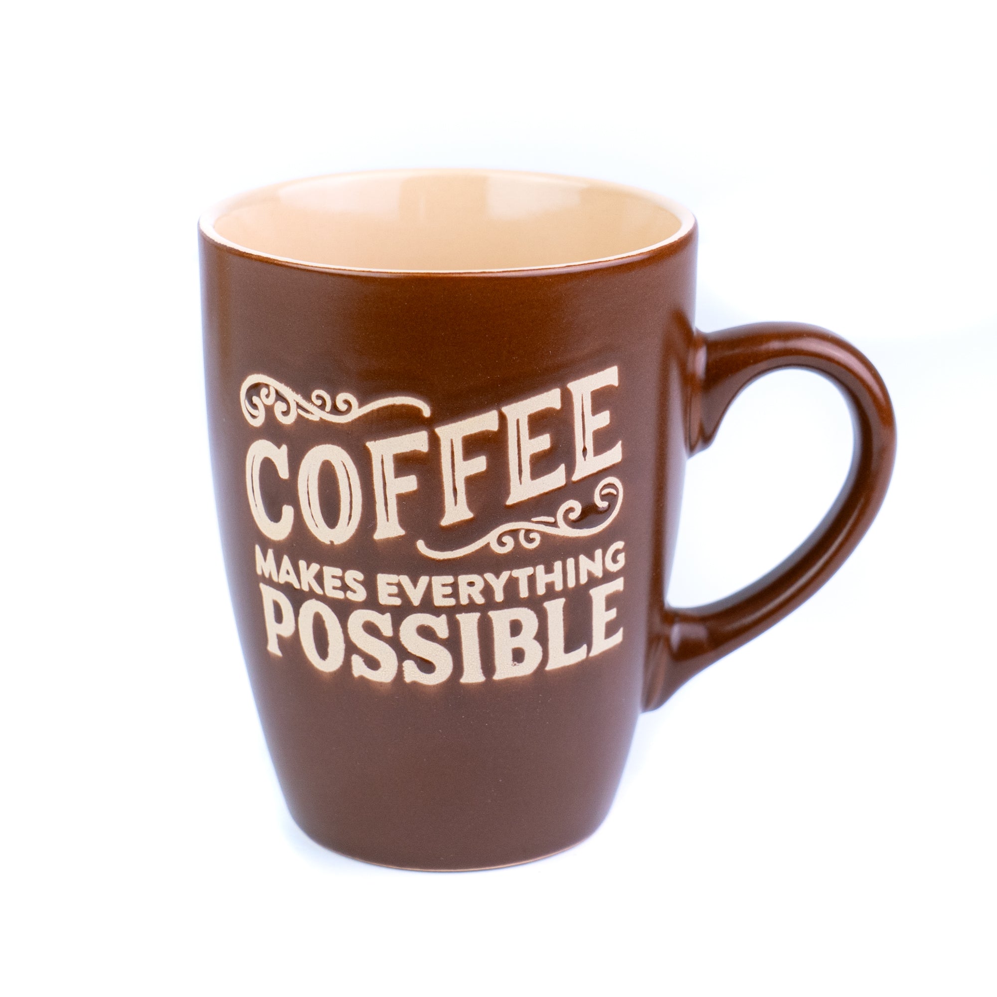 Caneca de Cerâmica 330cc "Coffee Makes Everything Possible" - 3 Cores Disponíveis REF-207004