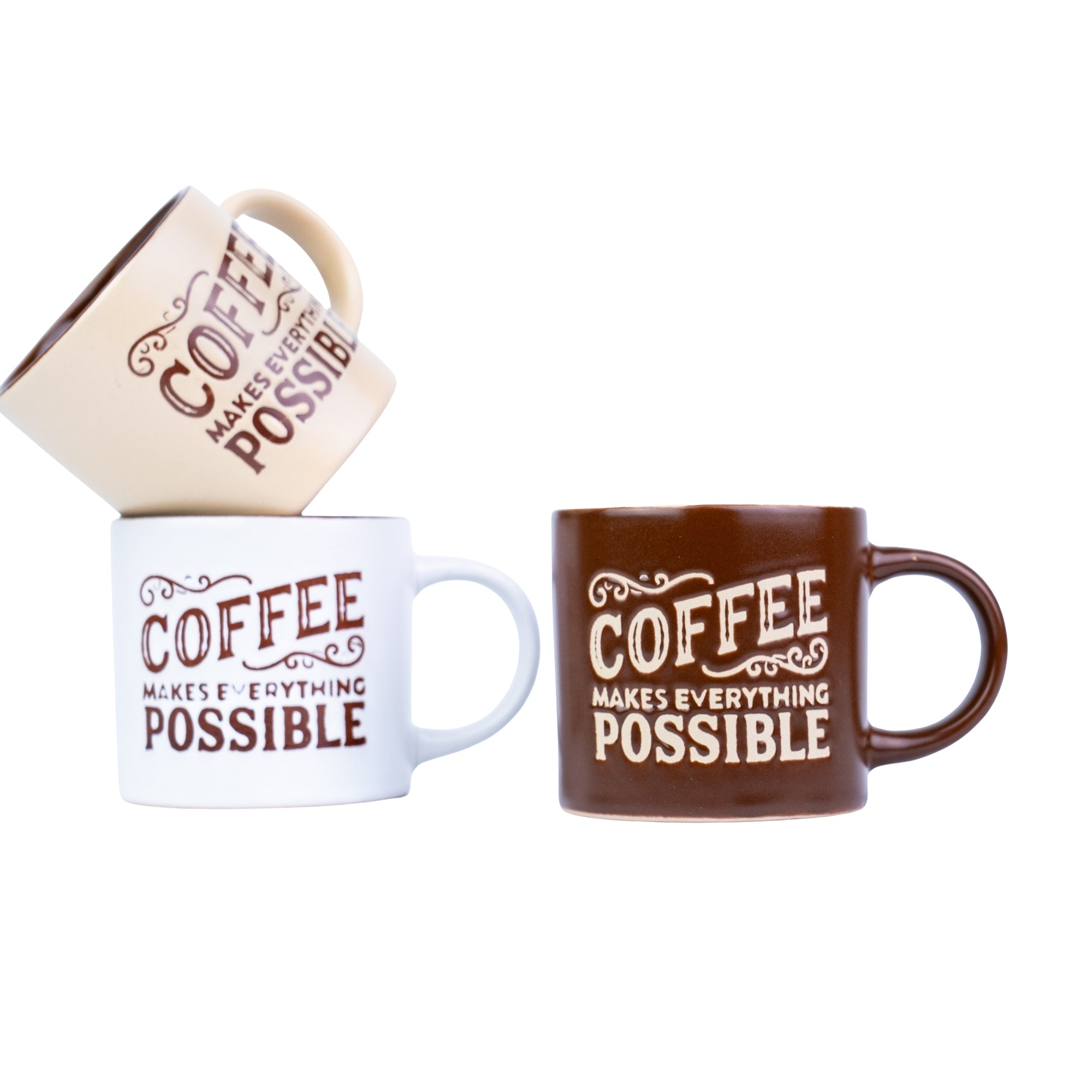 Chávena de Espresso 90cc "Coffee Makes Everything Possible" - 3 Cores REF-203003