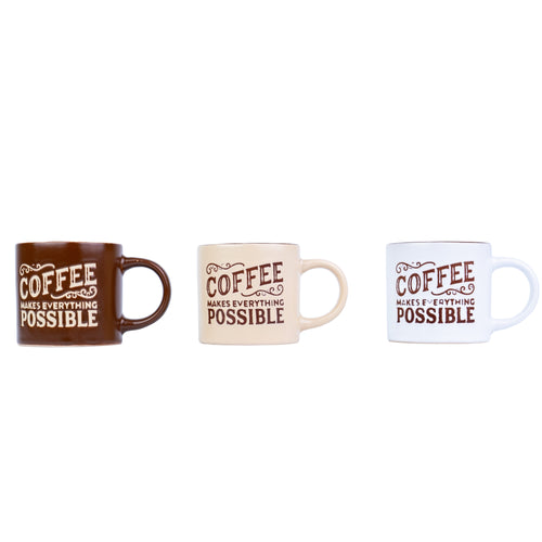 Chávena de Espresso 90cc "Coffee Makes Everything Possible" - 3 Cores REF-203003