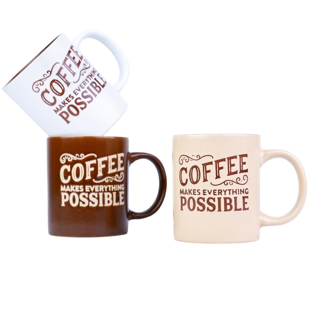 207001 Caneca Cerâmica 330cc Coffee Makes Everything Possible | 3 Cores – Alma ...