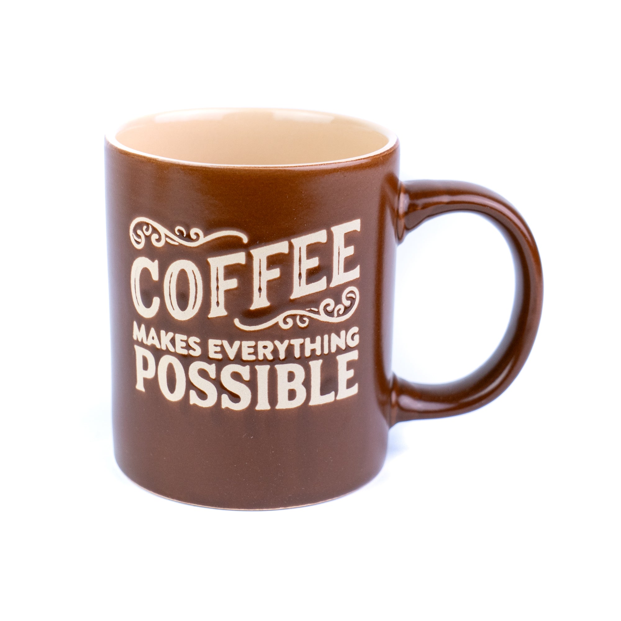 Caneca de Cerâmica 330cc "Coffee Makes Everything Possible" - 3 Cores Disponíveis REF-207001