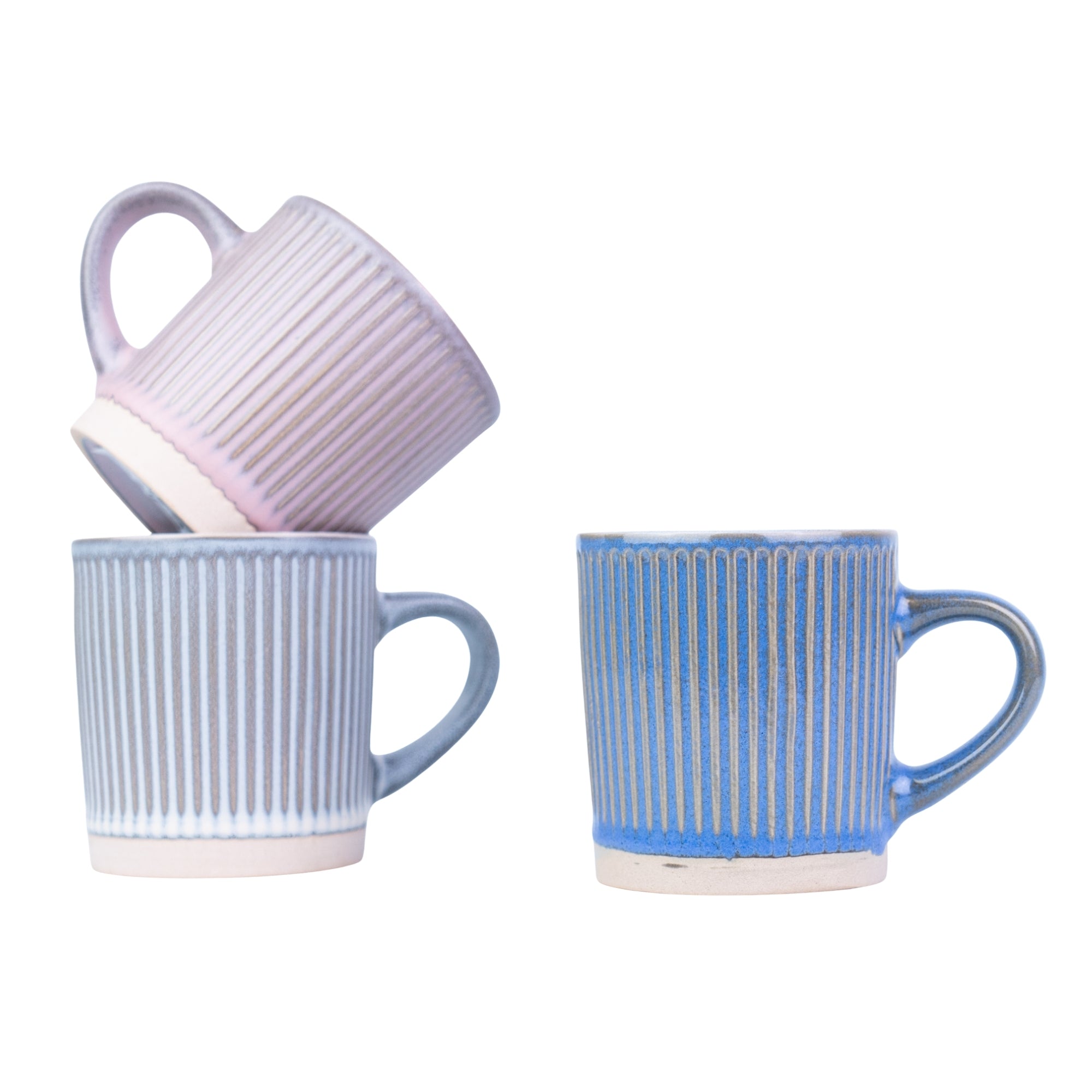 Caneca Pequena de Cerâmica 210cc com Textura Vertical - 3 Cores Degradê REF-207014