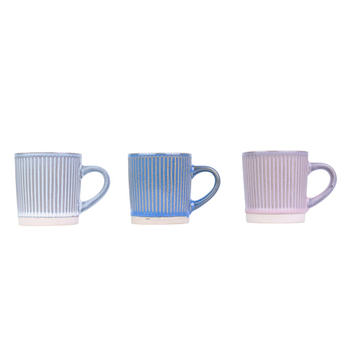 Caneca Pequena de Cerâmica 210cc com Textura Vertical - 3 Cores Degradê REF-207014