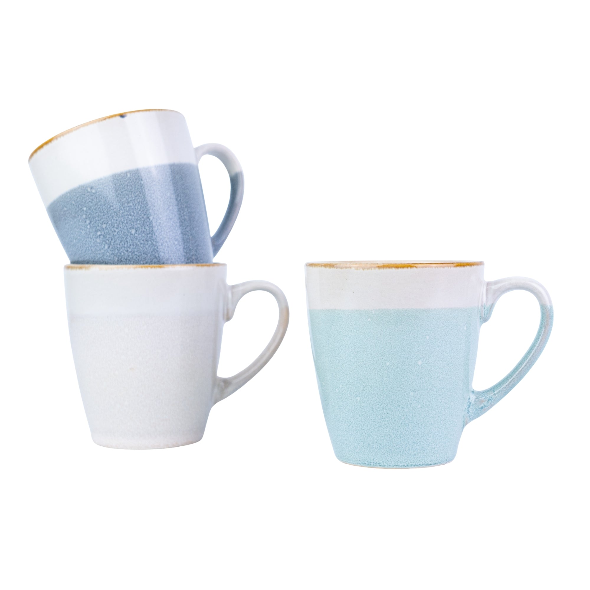 Caneca Pequena de Cerâmica 220cc Bicolor com Acabamento Dourado - 3 Cores REF-207011