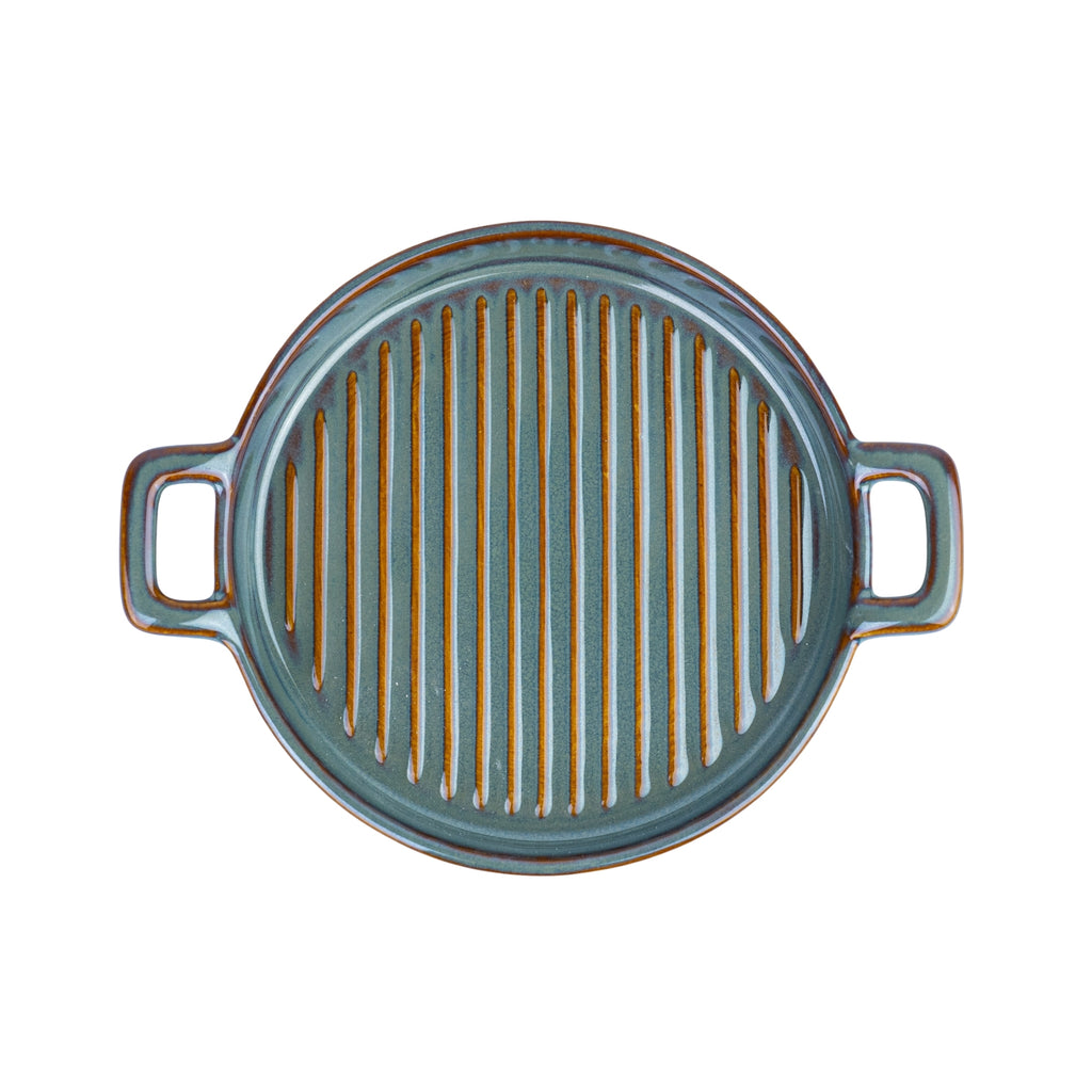 Prato de Cerâmica para Grelhados com Pegas - Verde Jade (20,5x16cm) REF-118010