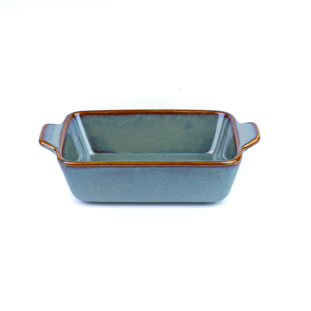 Travessa Retangular Pequena de Cerâmica com Asas em Verde Jade 13,8x9x3,5cm REF-12103039