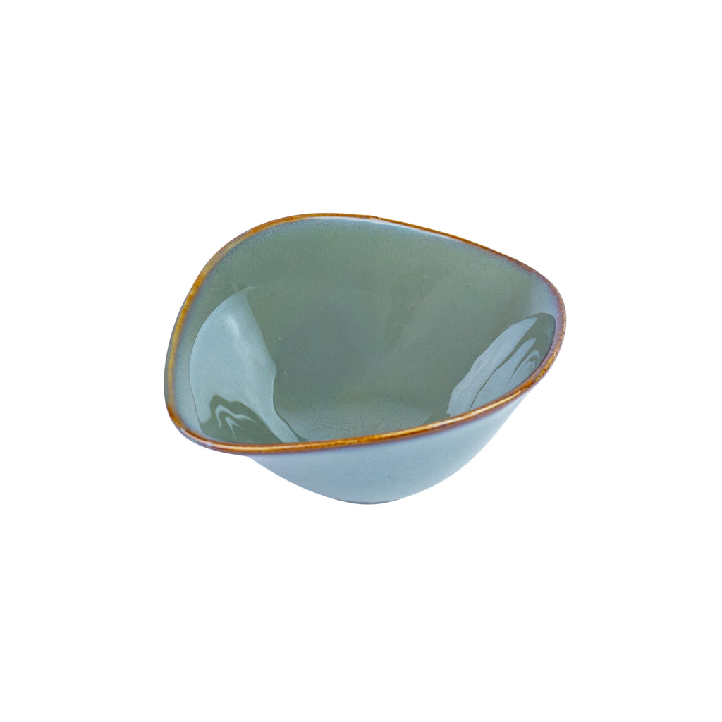 Tigela Média de Cerâmica com Forma Assimétrica em Verde Jade 14x12x5,8cm REF-12103036