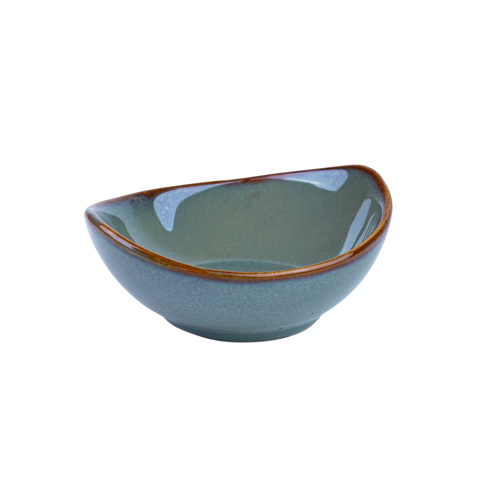 Tigela Pequena de Cerâmica com Forma Assimétrica em Verde Jade 10,7x9,6x4,8cm REF-12103034