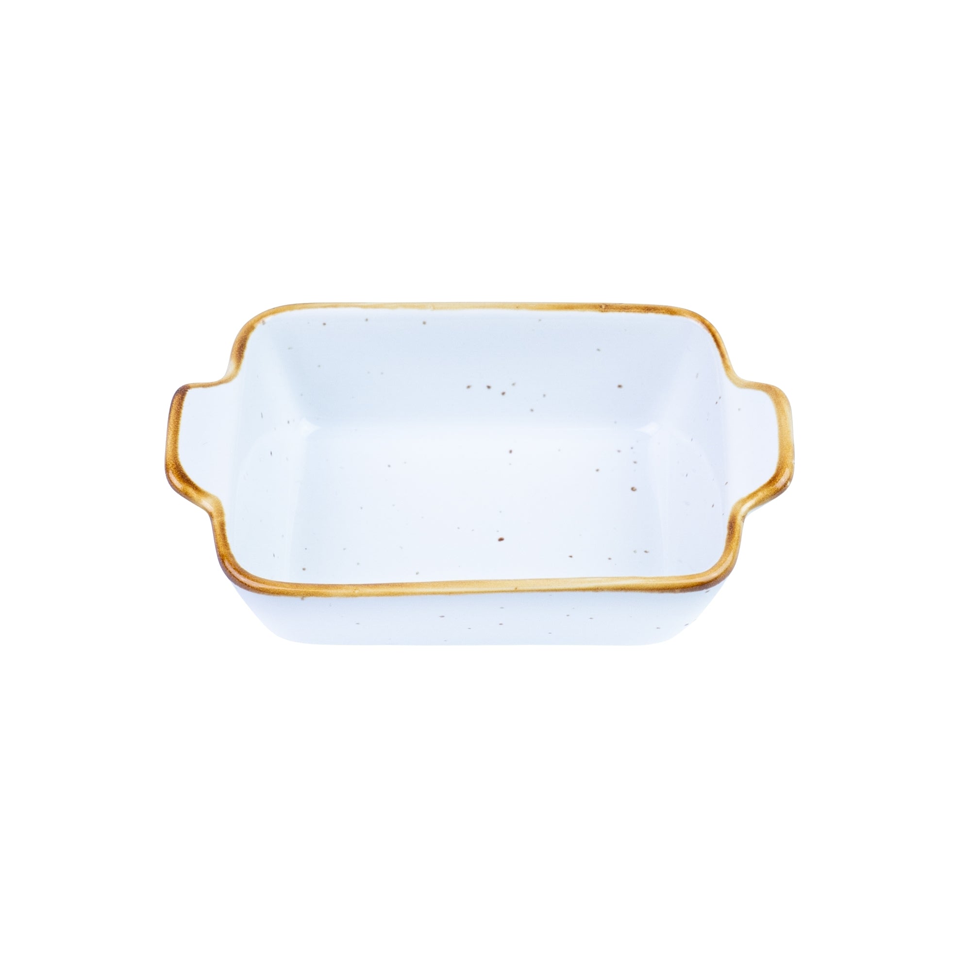 Travessa Retangular Decorativa de Cerâmica Branca com Borda Dourada 13,8x9x3,5cm REF-500165