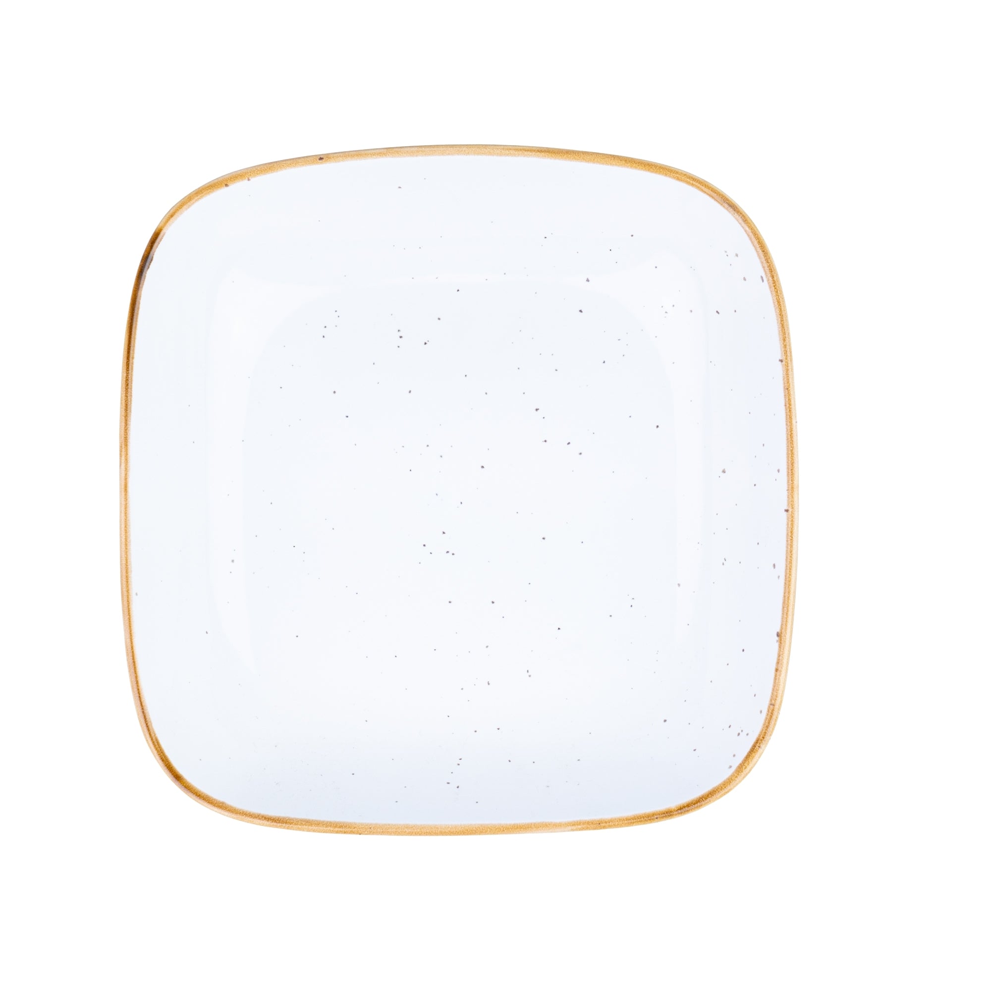 Tigela Quadrada Funda de Cerâmica Branca com Borda Dourada 18,5x18,5x4,5cm REF-660008