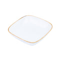 Tigela Quadrada Funda de Cerâmica Branca com Borda Dourada 18,5x18,5x4,5cm REF-660008