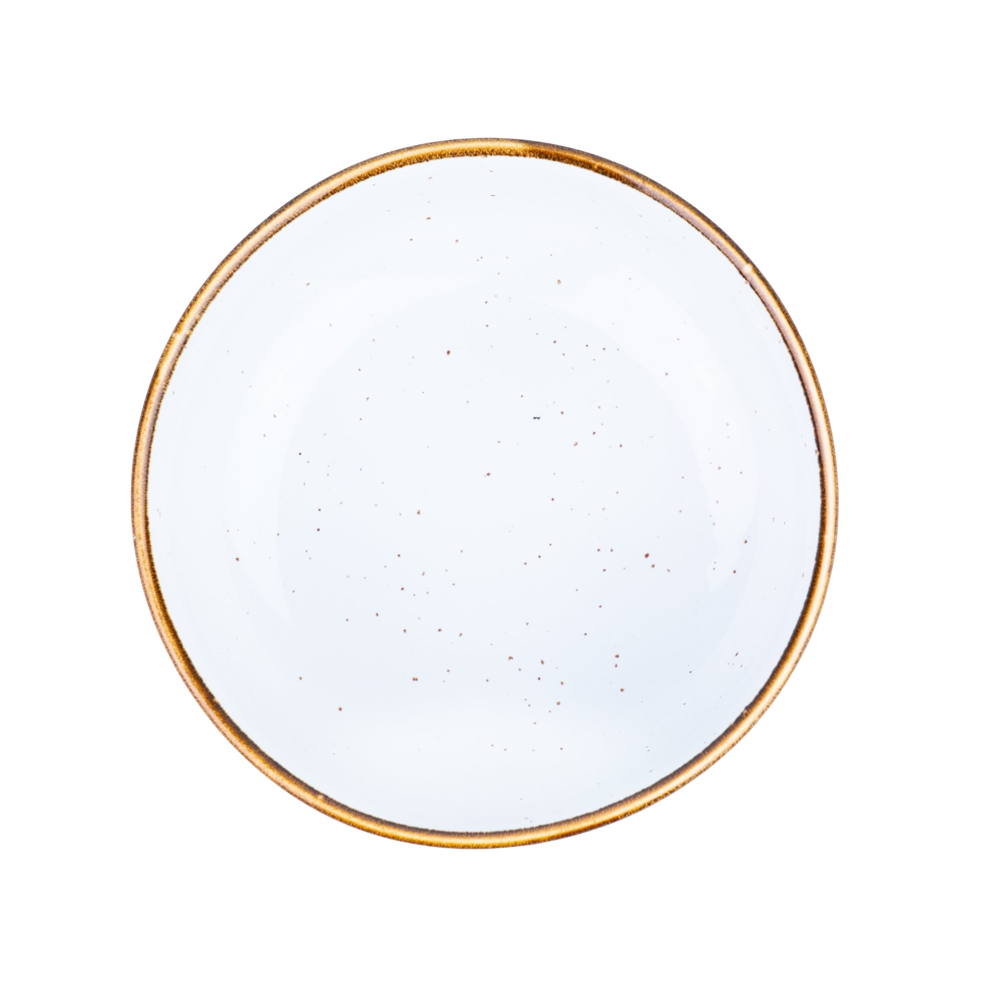 Tigela Média Redonda de Cerâmica Branca com Borda Dourada 16x16x6cm REF-123002