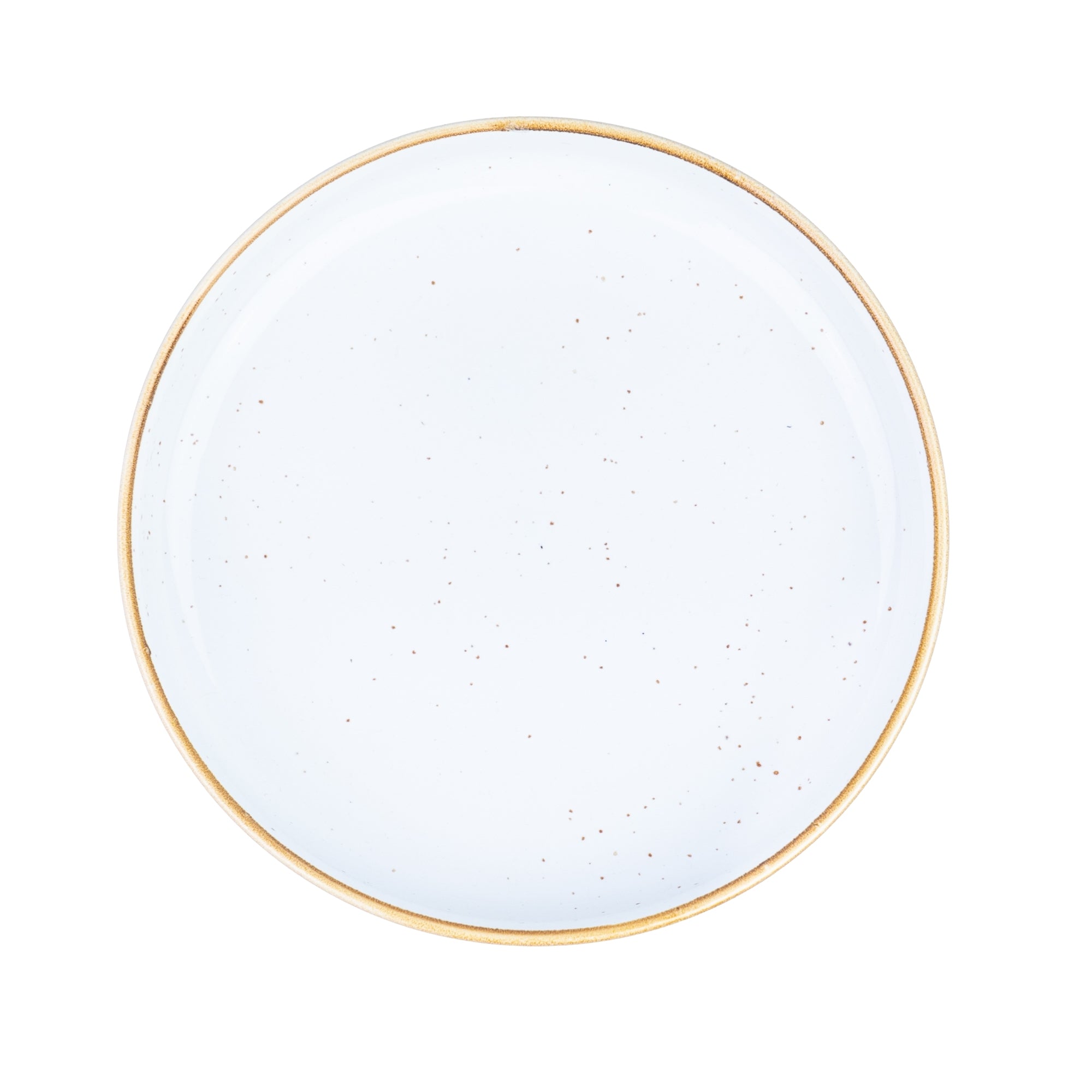 Tigela Redonda Funda de Cerâmica Branca com Borda Dourada 20x20x4cm REF-199012