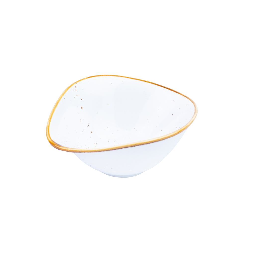 Tigela Triangular de Cerâmica Branca com Borda Dourada 13,9x11,8x5,8cm REF-500135