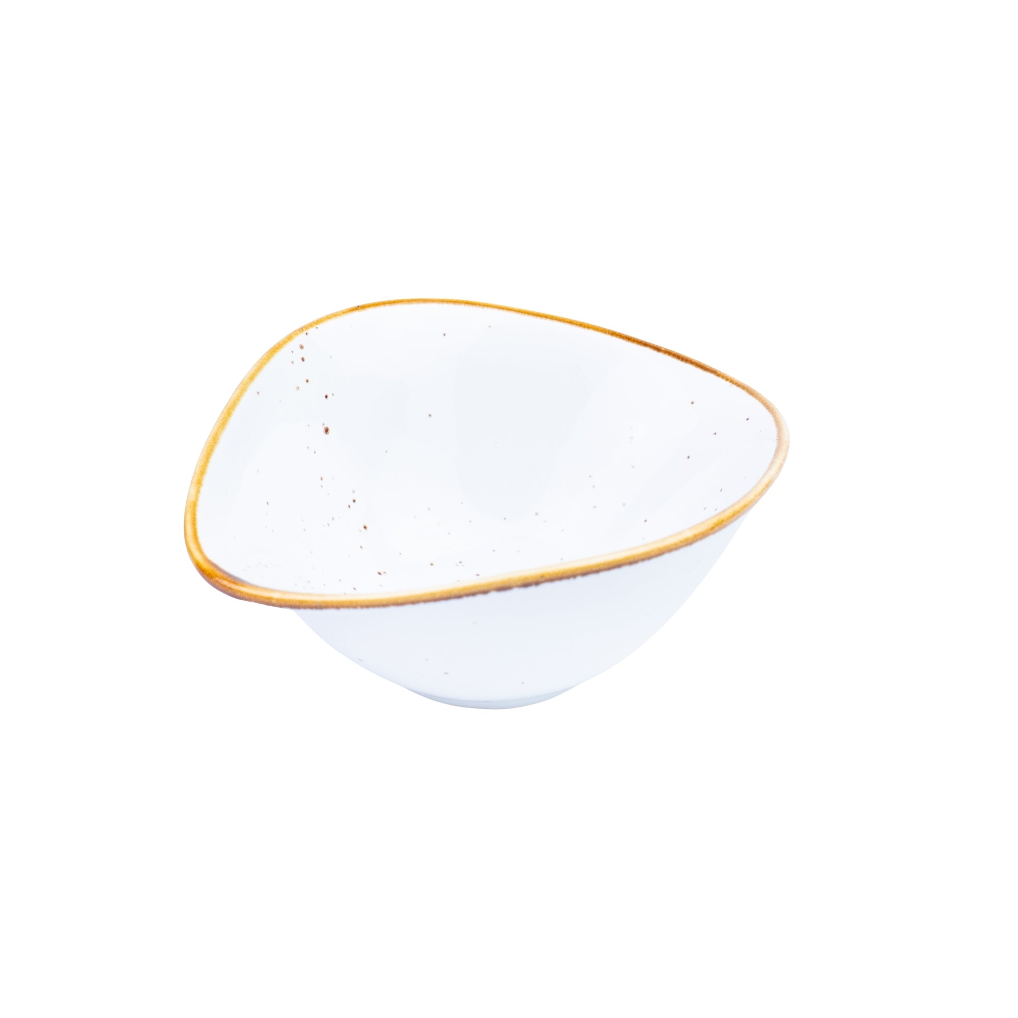Tigela Triangular de Cerâmica Branca com Borda Dourada 13,9x11,8x5,8cm REF-500135