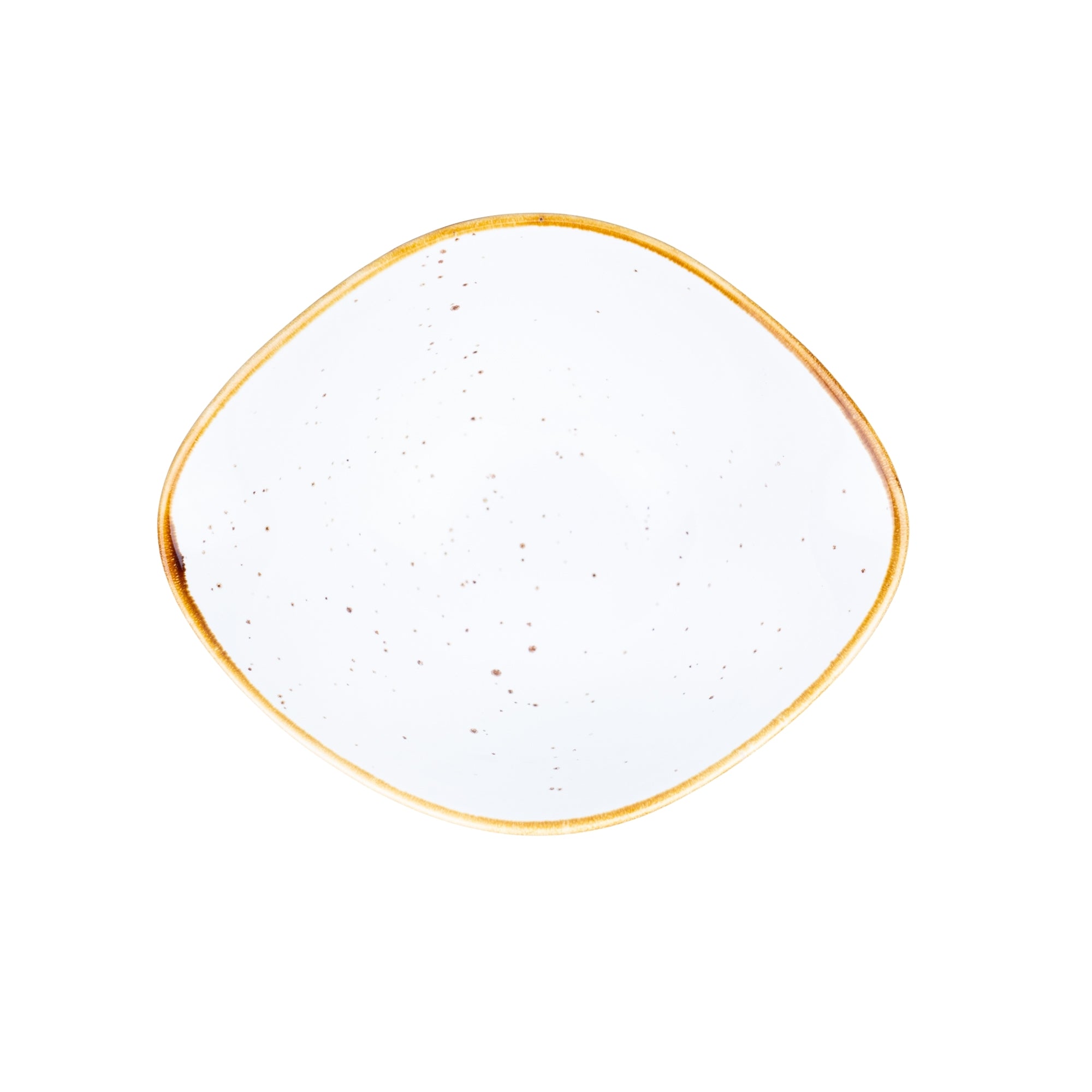 Tigela Triangular de Cerâmica Branca com Borda Dourada 13,9x11,8x5,8cm REF-500135