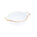 Tigela Redonda com Asas de Cerâmica Branca com Borda Dourada 14x11x3,8cm REF-500175