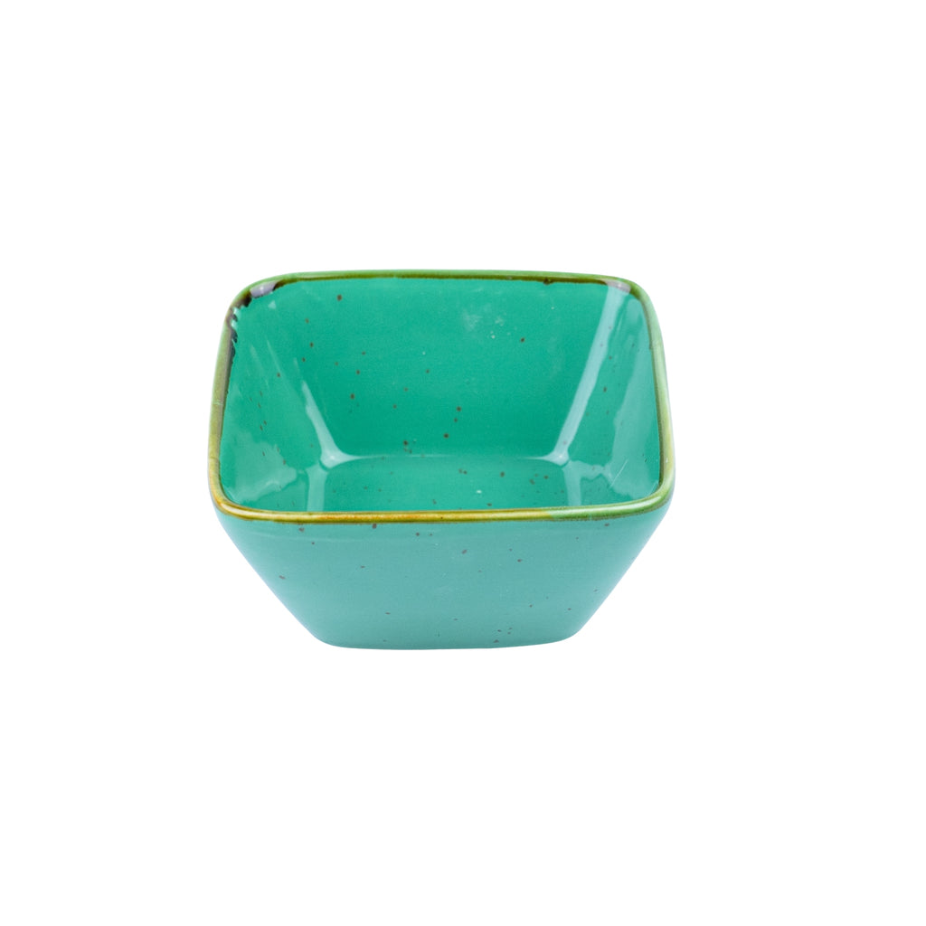 Tigela Quadrada Pequena em Cerâmica - Verde Turquesa 10.3x10.3x4.2cm REF-500156
