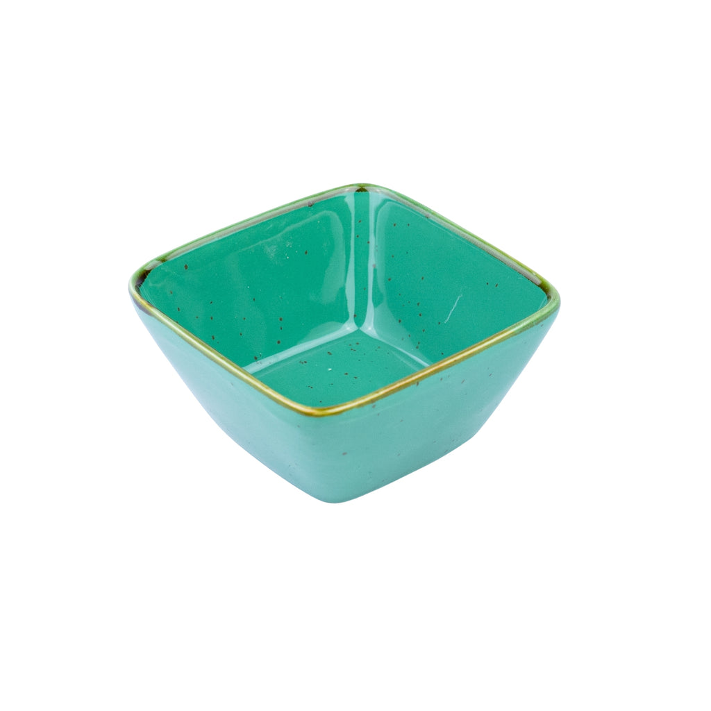 Tigela Quadrada Pequena em Cerâmica - Verde Turquesa 10.3x10.3x4.2cm REF-500156