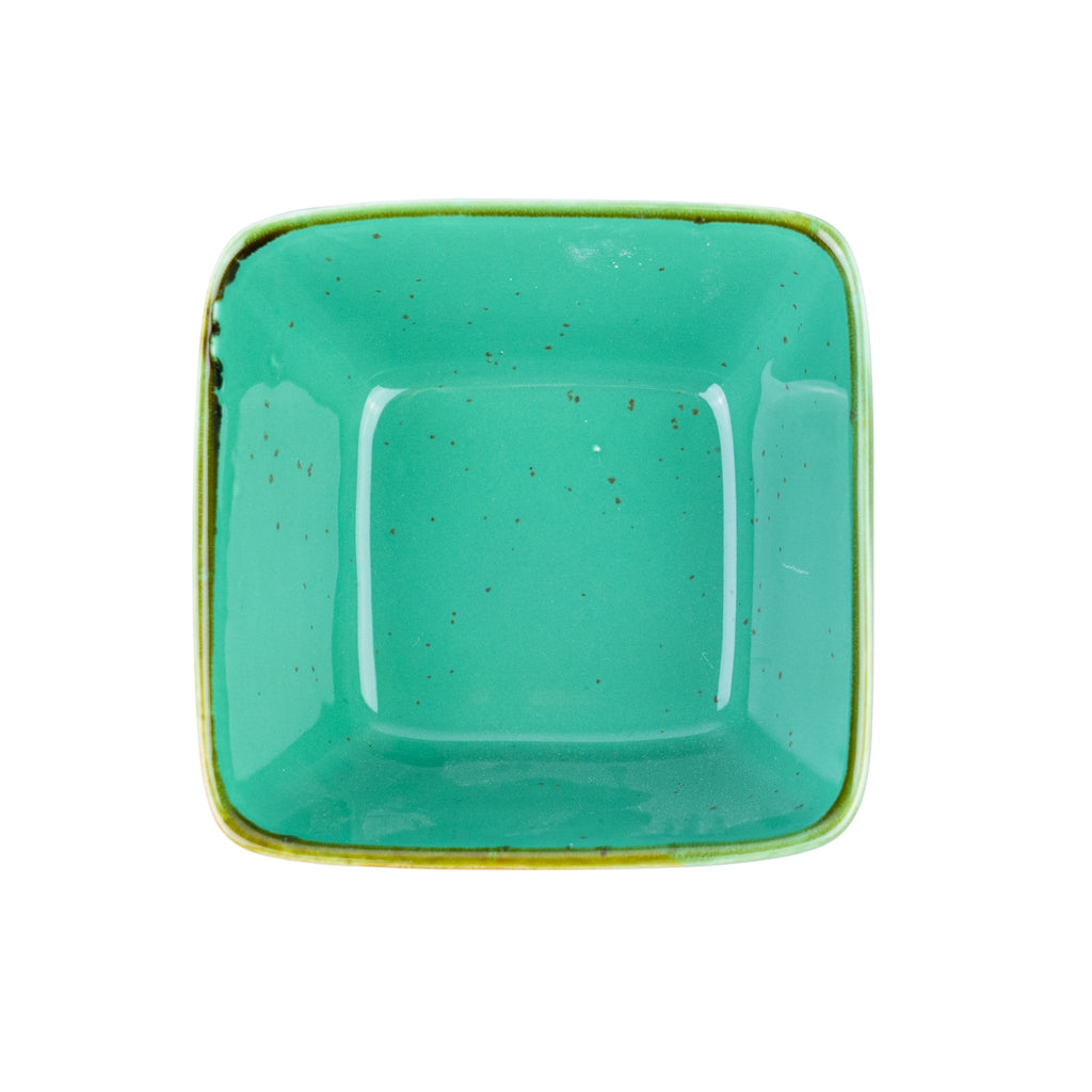 Tigela Quadrada Pequena em Cerâmica - Verde Turquesa 10.3x10.3x4.2cm REF-500156