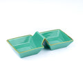 Travessa Dupla Conectada em Cerâmica - Verde Turquesa 17.5x7.8x4.2cm REF-500186