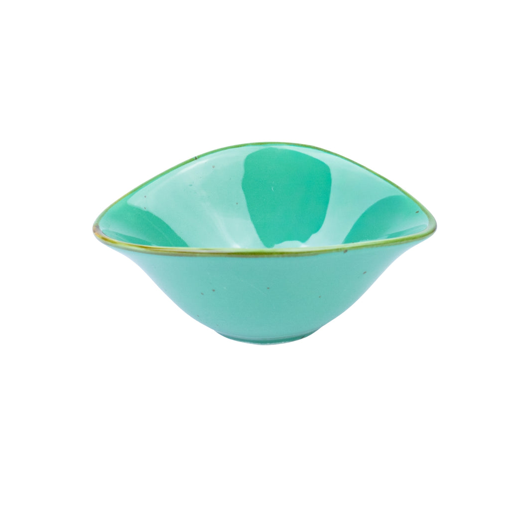 Tigela Triangular em Cerâmica - Verde Turquesa 13.9x11.8x5.8cm REF-500136