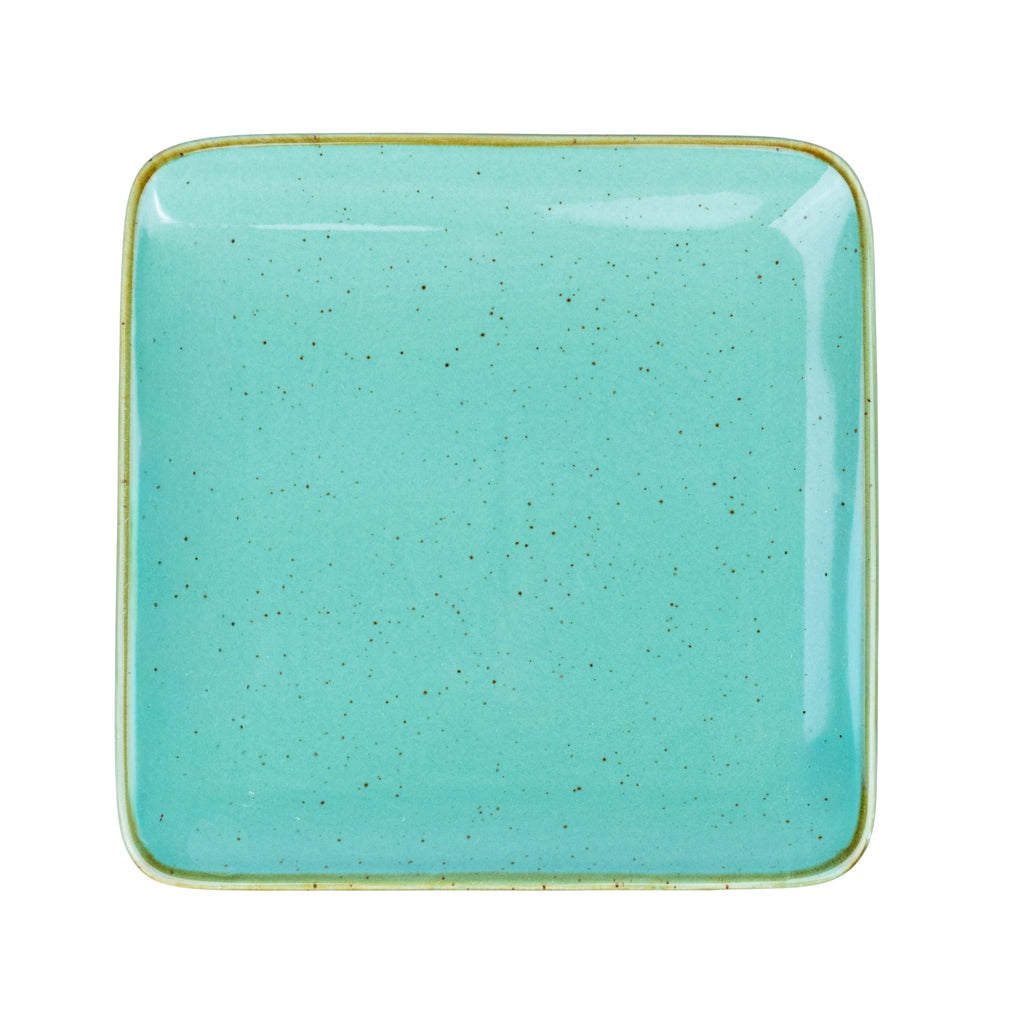 Prato Quadrado Grande em Cerâmica - Verde Turquesa 18.5x18.5x2cm REF-660001