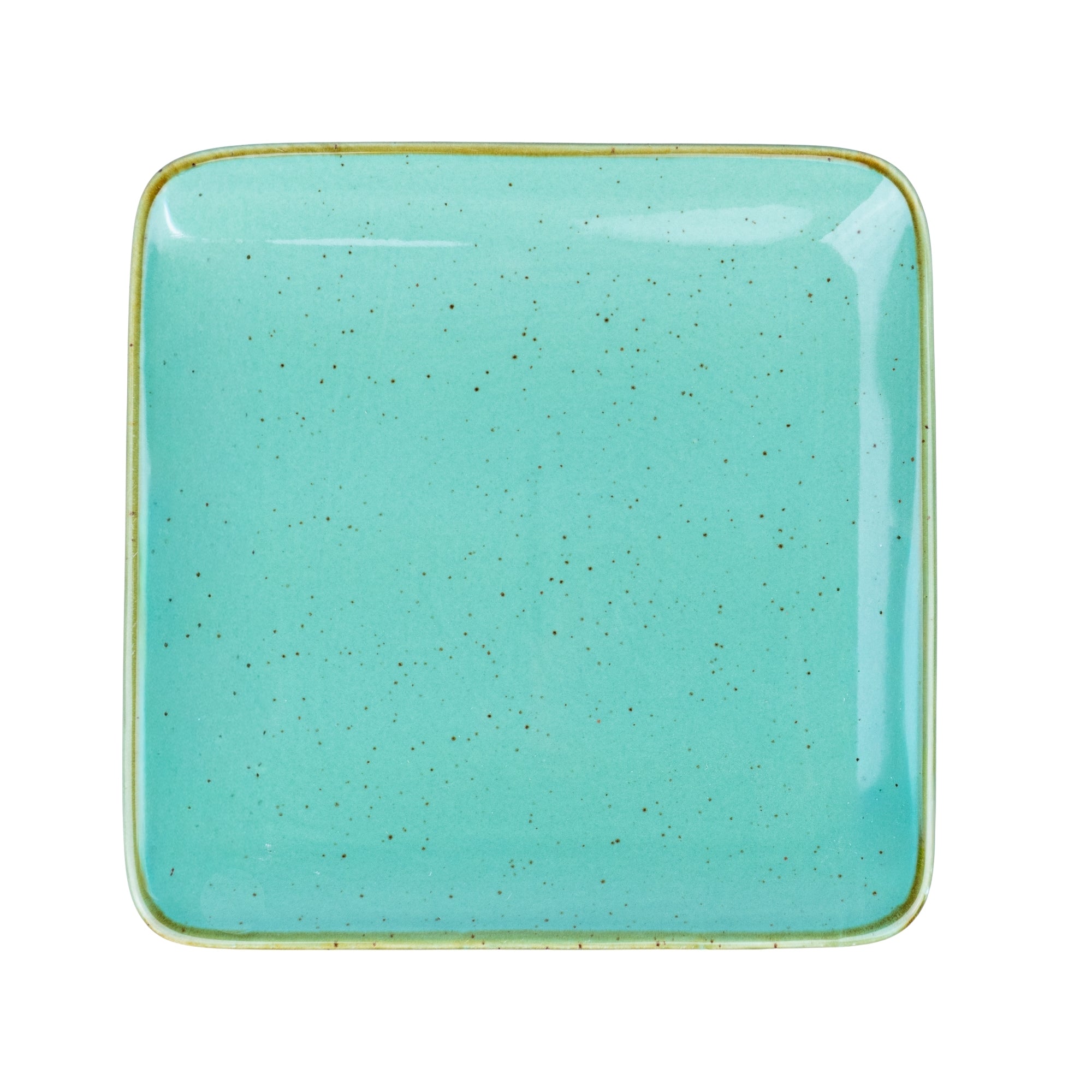 Prato Quadrado Grande em Cerâmica - Verde Turquesa 18.5x18.5x2cm REF-660001