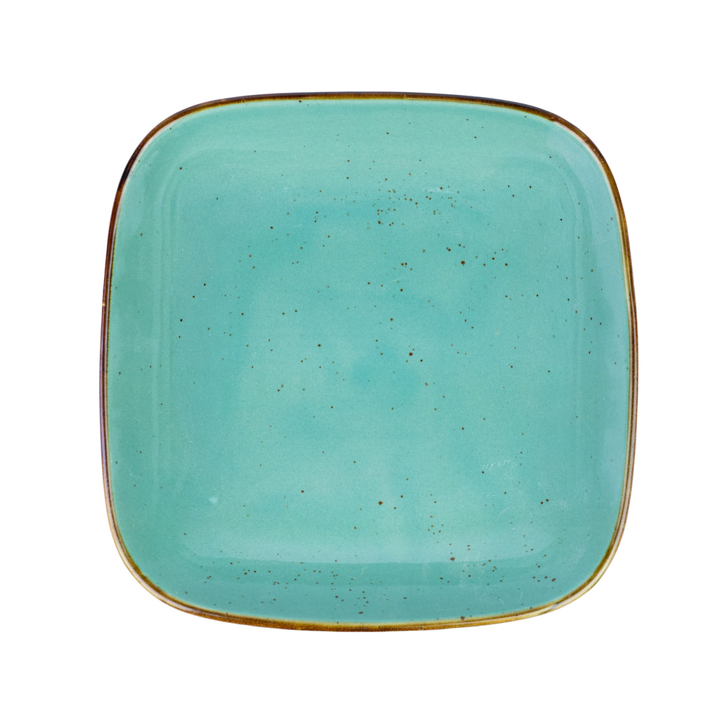 Tigela Quadrada Funda em Cerâmica - Verde Turquesa 18.5x18.5x4.5cm REF-666001
