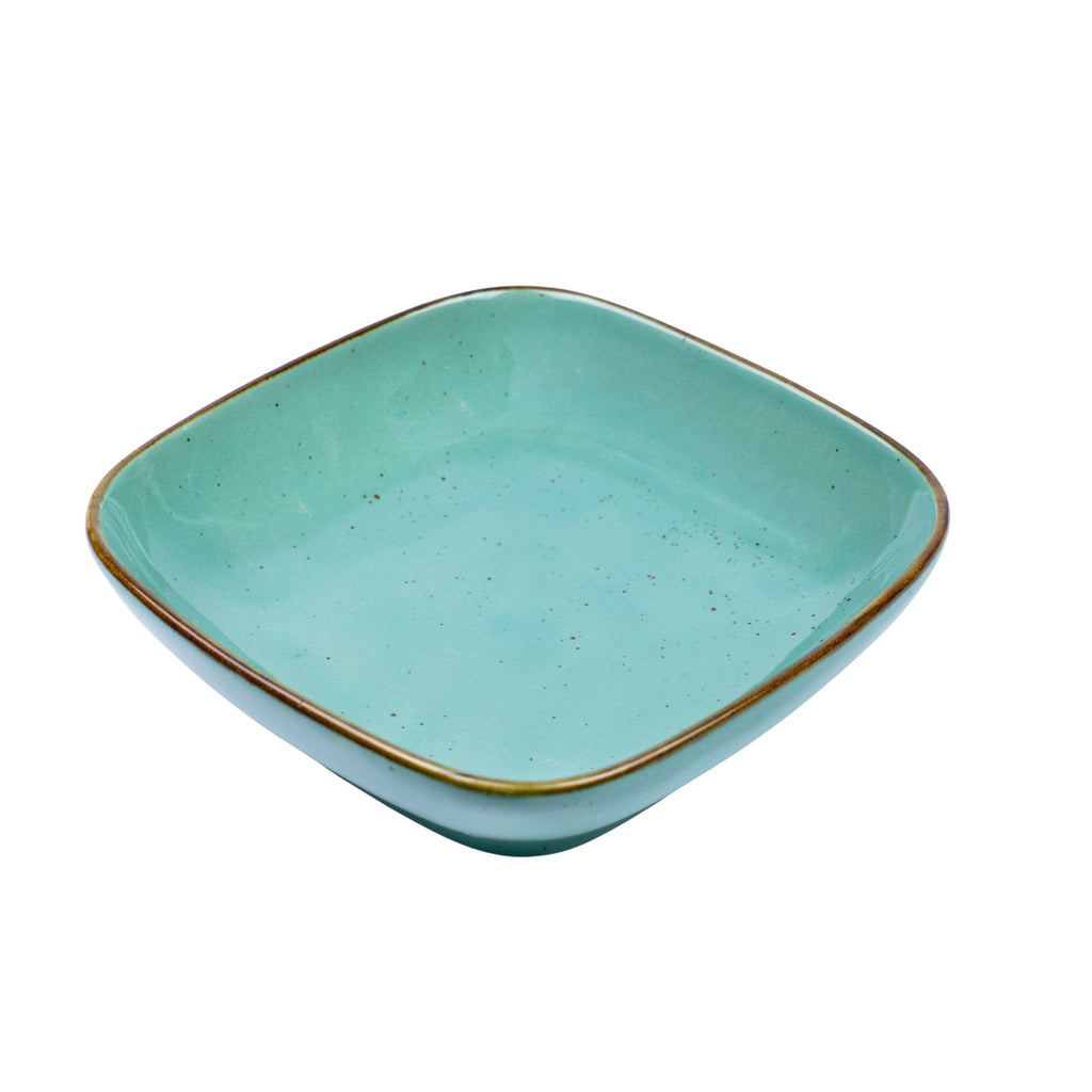 Prato Quadrado Extra Grande em Cerâmica - Verde Turquesa 25x25x2.6cm REF-660003