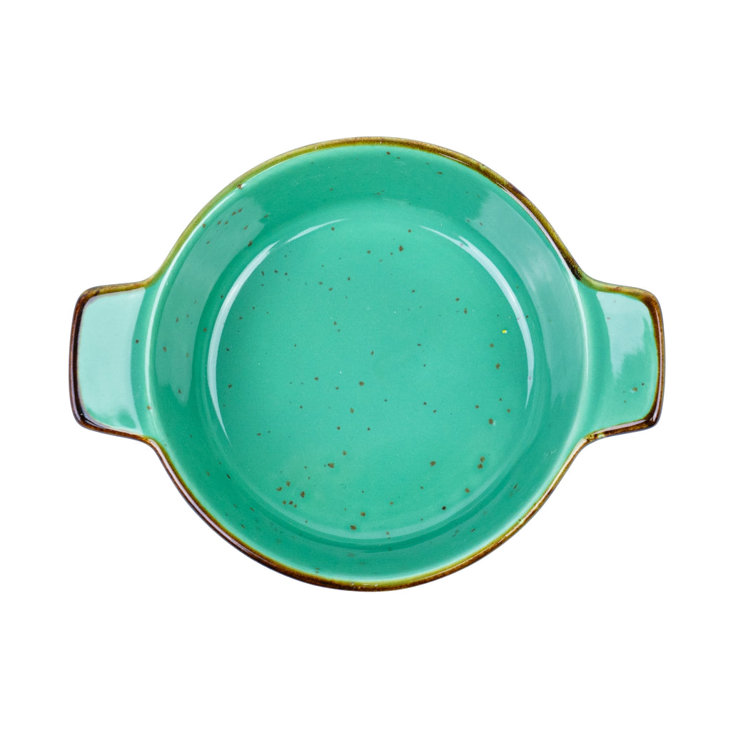 Tigela Redonda com Pegas em Cerâmica - Verde Turquesa 14x11x3.8cm REF-500176