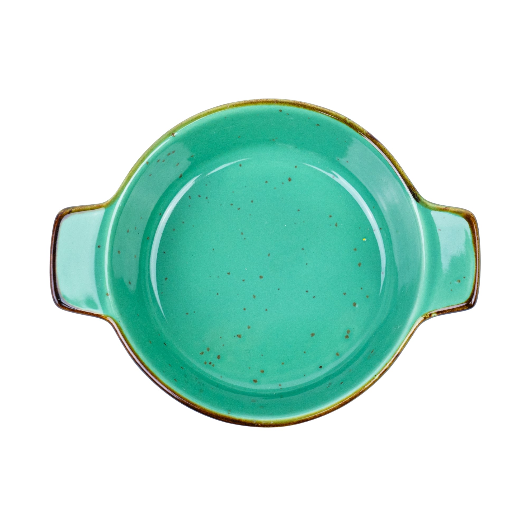 Tigela Redonda com Pegas em Cerâmica - Verde Turquesa 14x11x3.8cm REF-500176
