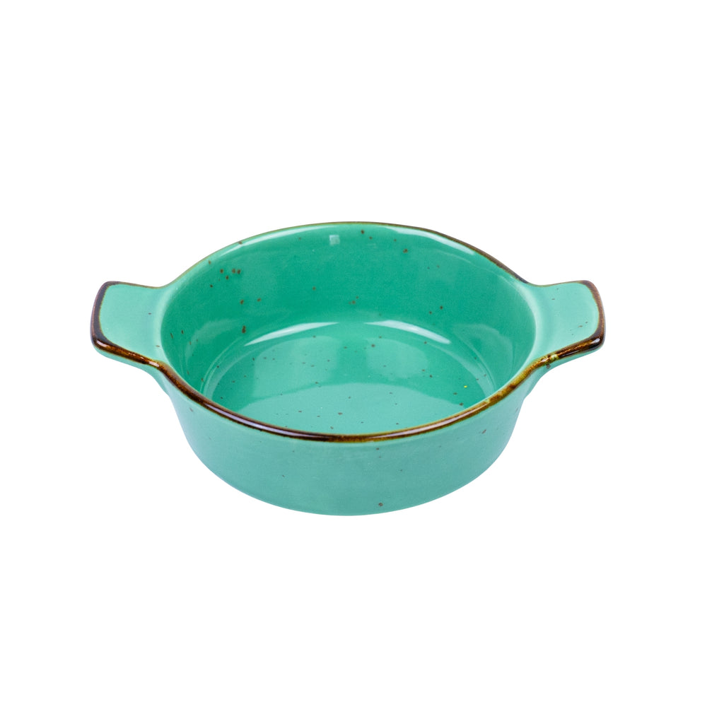 Tigela Redonda com Pegas em Cerâmica - Verde Turquesa 14x11x3.8cm REF-500176