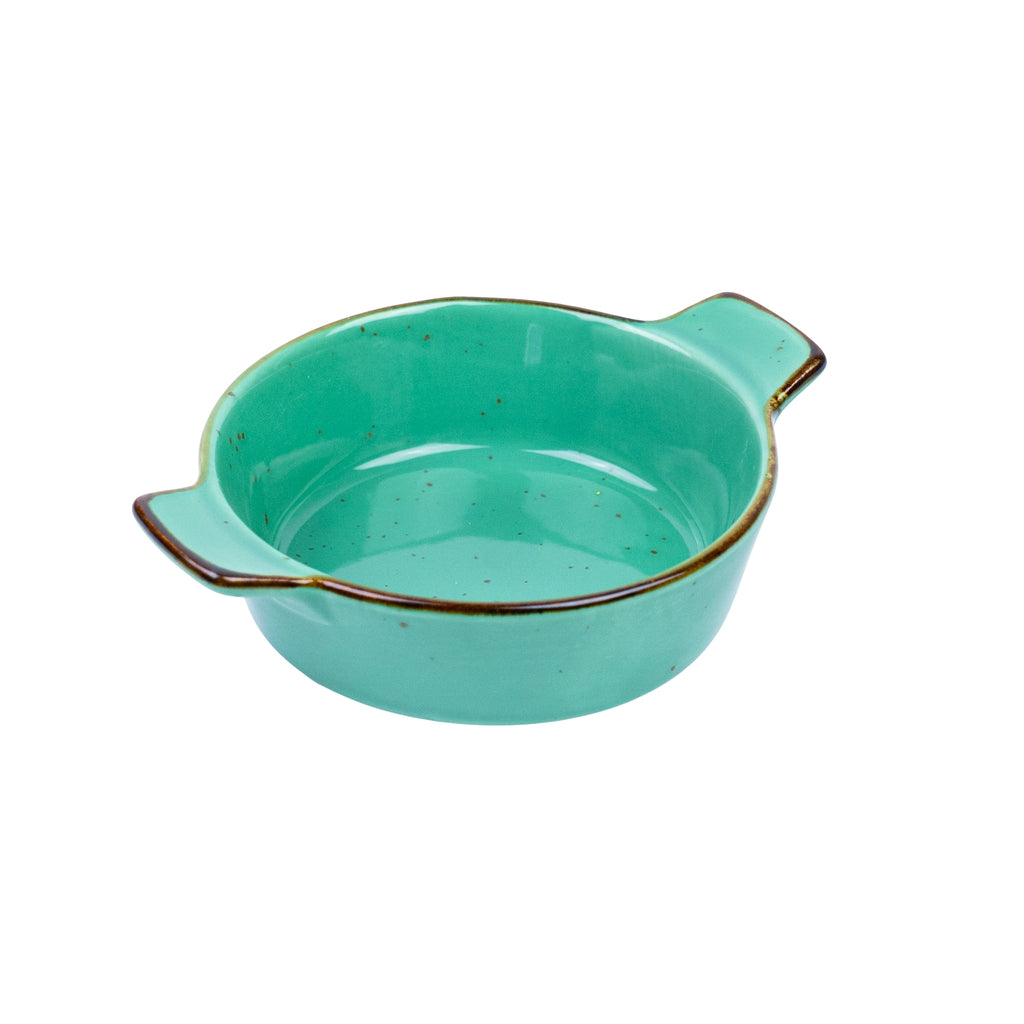 Tigela Redonda com Pegas em Cerâmica - Verde Turquesa 14x11x3.8cm REF-500176